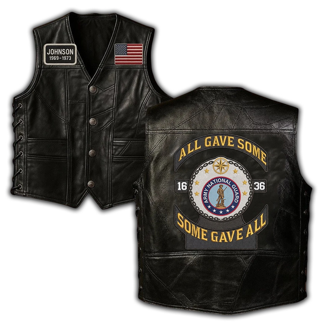 Premium Custom Army National Guard Veteran Leather Motor Vest VPVC702398, Gifts For Army National Guard Veteran, Gifts For Father’s Day, Veterans Day