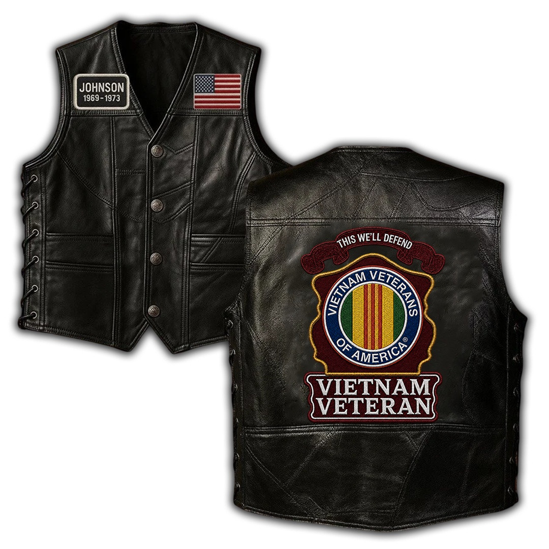 Premium Custom Vietnam Veteran Leather Motor Vest VPVC702406, Gifts For Vietnam Veteran, Gifts For Father’s Day, Veterans Day