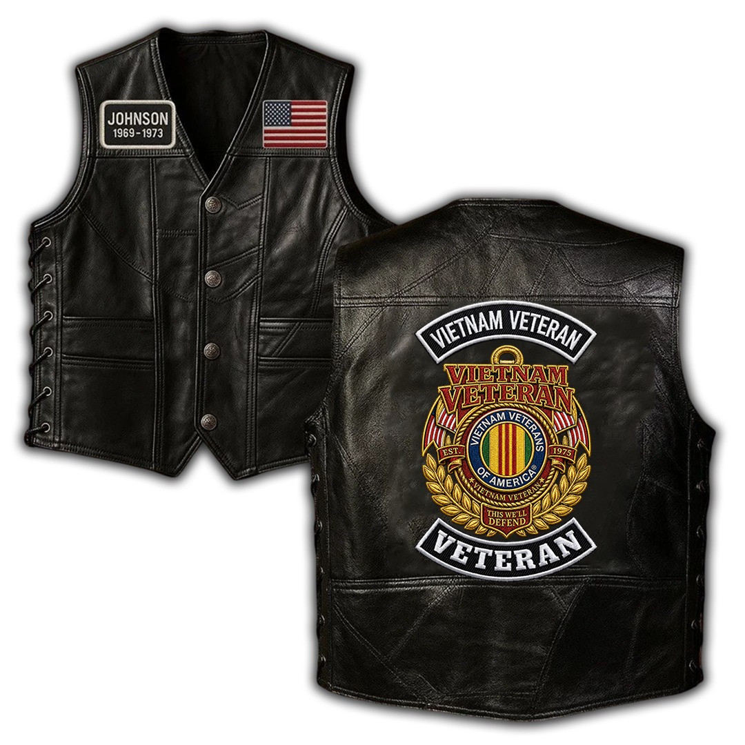 Premium Custom Vietnam Veteran Leather Motor Vest VPVC702416, Gifts For Vietnam Veteran, Gifts For Father’s Day, Veterans Day