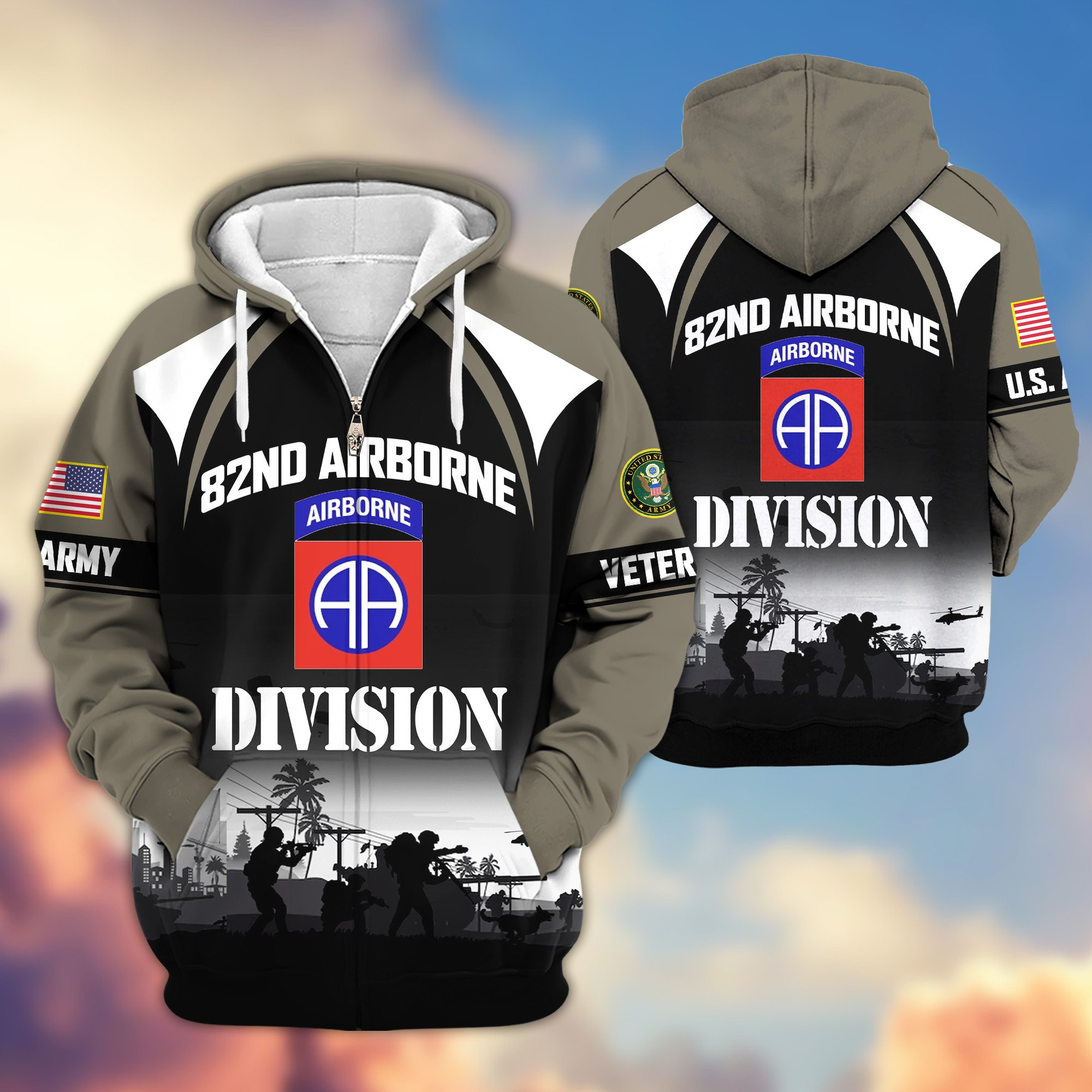 Premium 82nd Airborne Zip Up Hoodie VPVC620042, Gifts For Army Veteran, Gifts For Father’s Day, Veterans Day