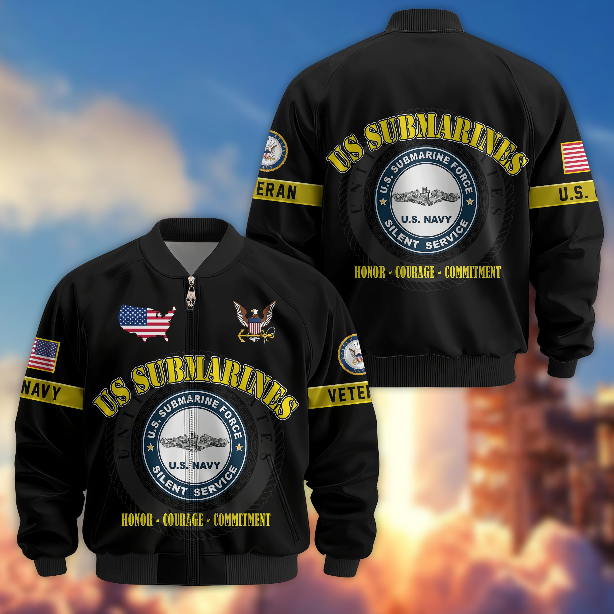Premium US Submarine Bomber Jacket VPVC800123, Gifts For Army Veteran, Gifts For Father’s Day, Veterans Day