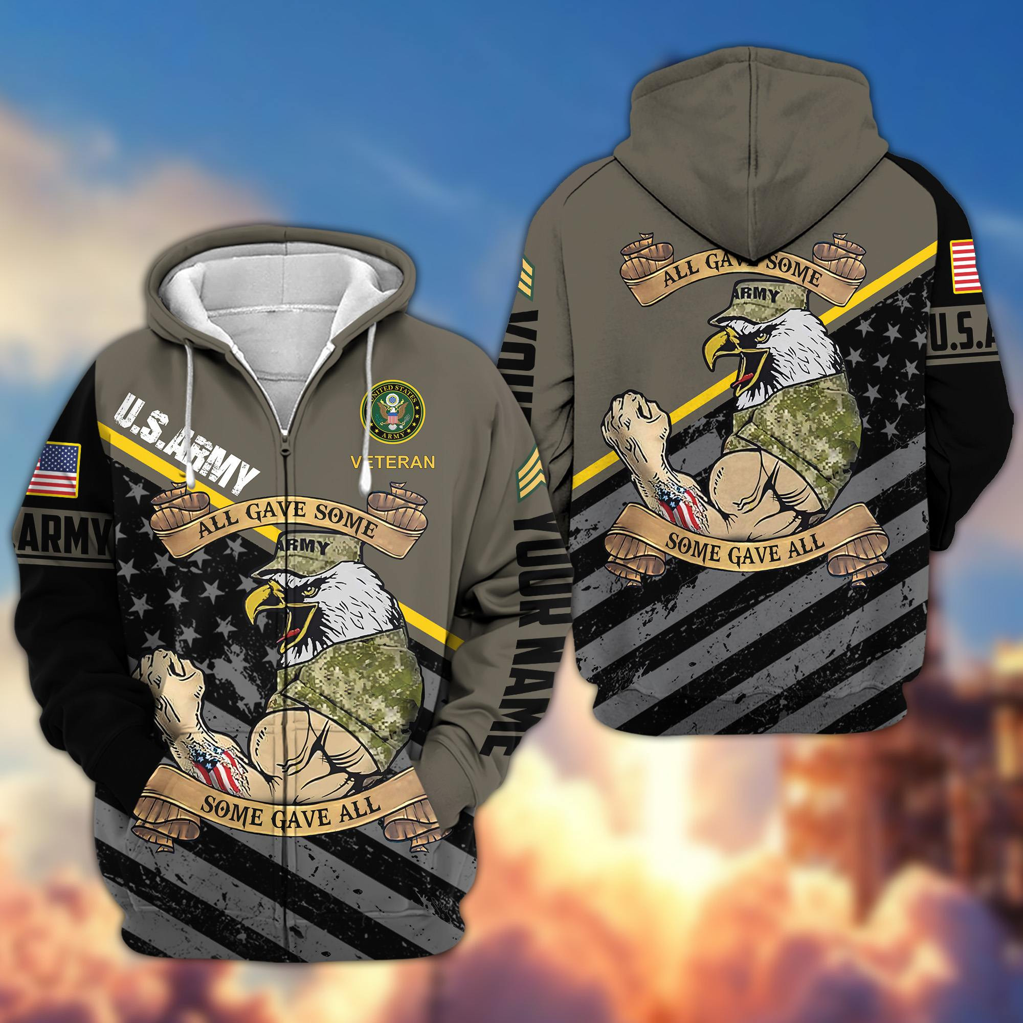 Premium Custom US Veterans Zip Up Hoodie DPVC250802, Gifts For US Veterans, Gifts For Veterans Day