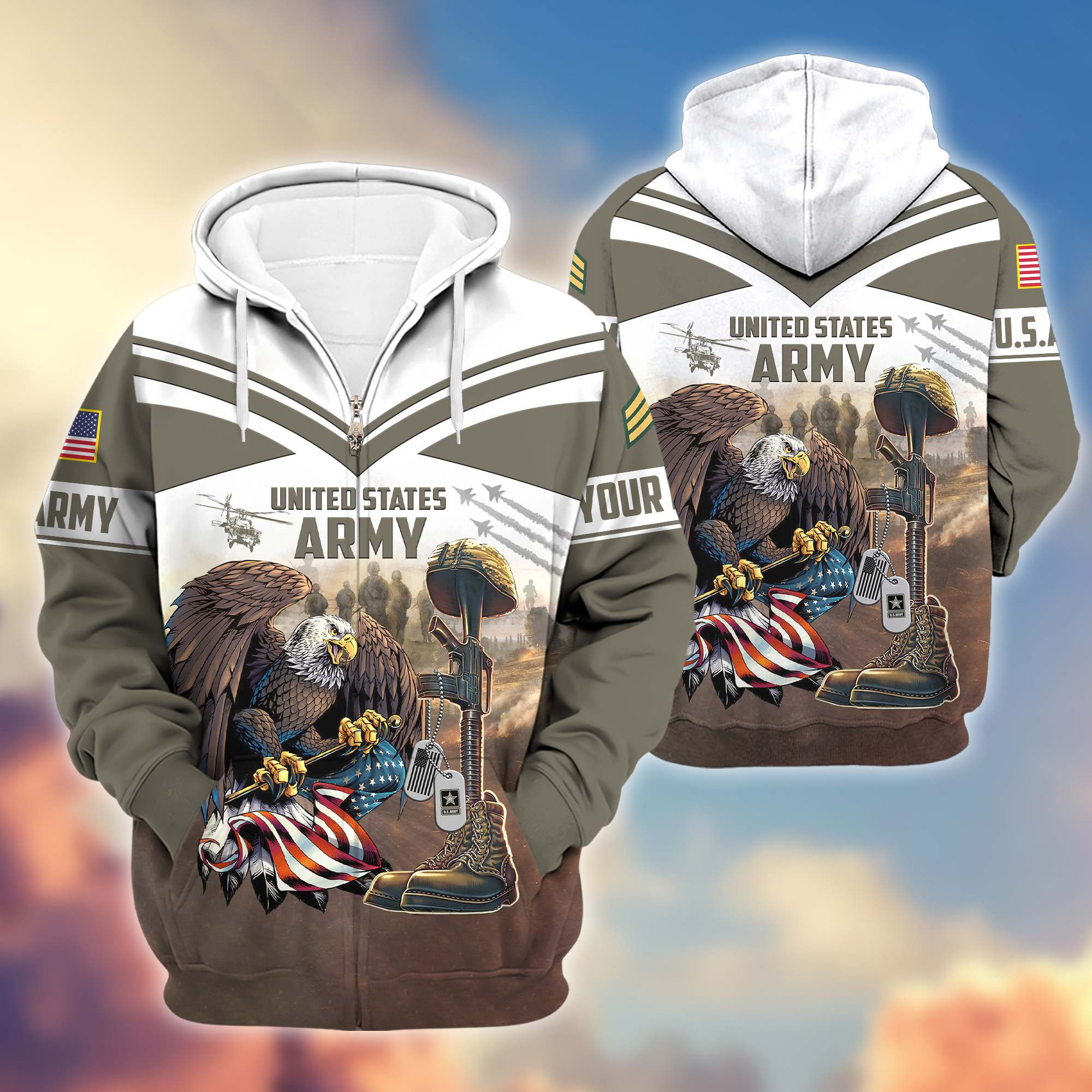 Premium Custom US Veterans Zip Up Hoodie DPVC280805, Gifts For US Veterans, Gifts For Veterans Day