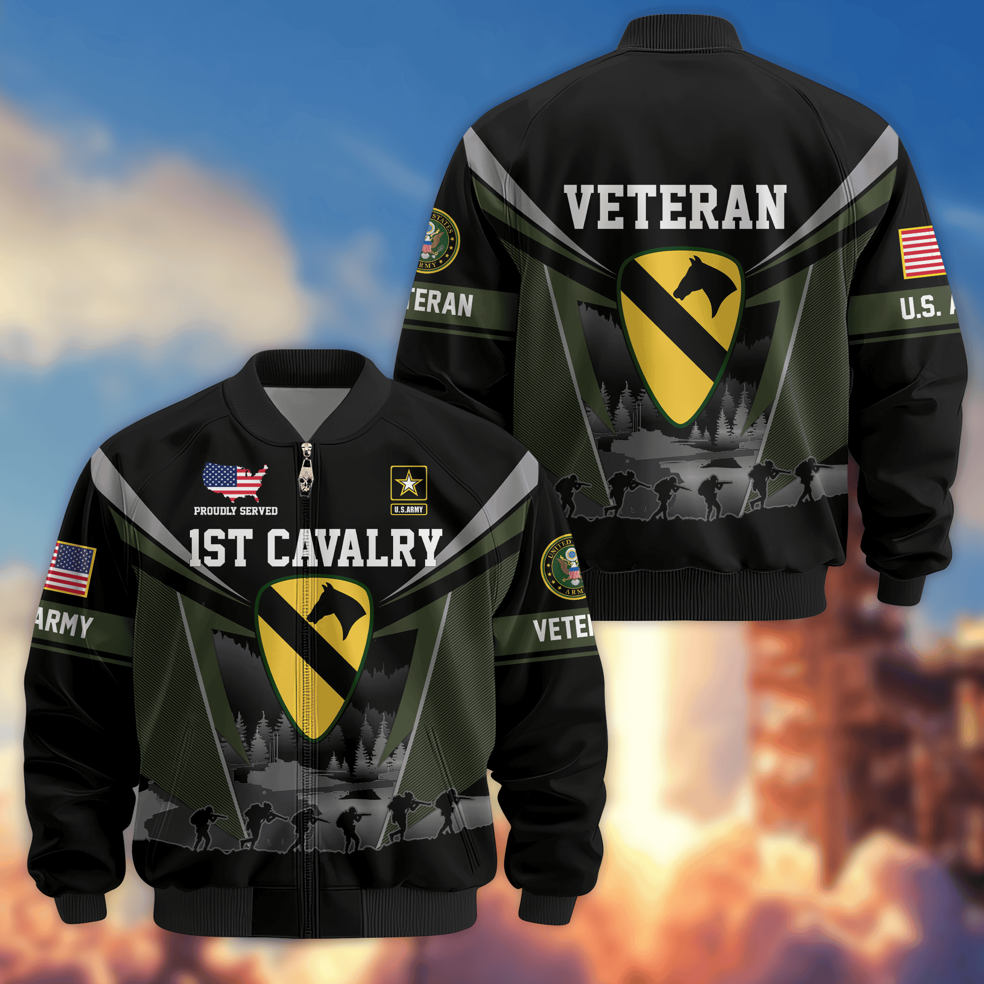 Premium Custom 1st Cavalry Division Bomber Jacket VPVC800261, Waterproof Windbreaker Coat, Army Veteran Gift, Veterans Day Gift