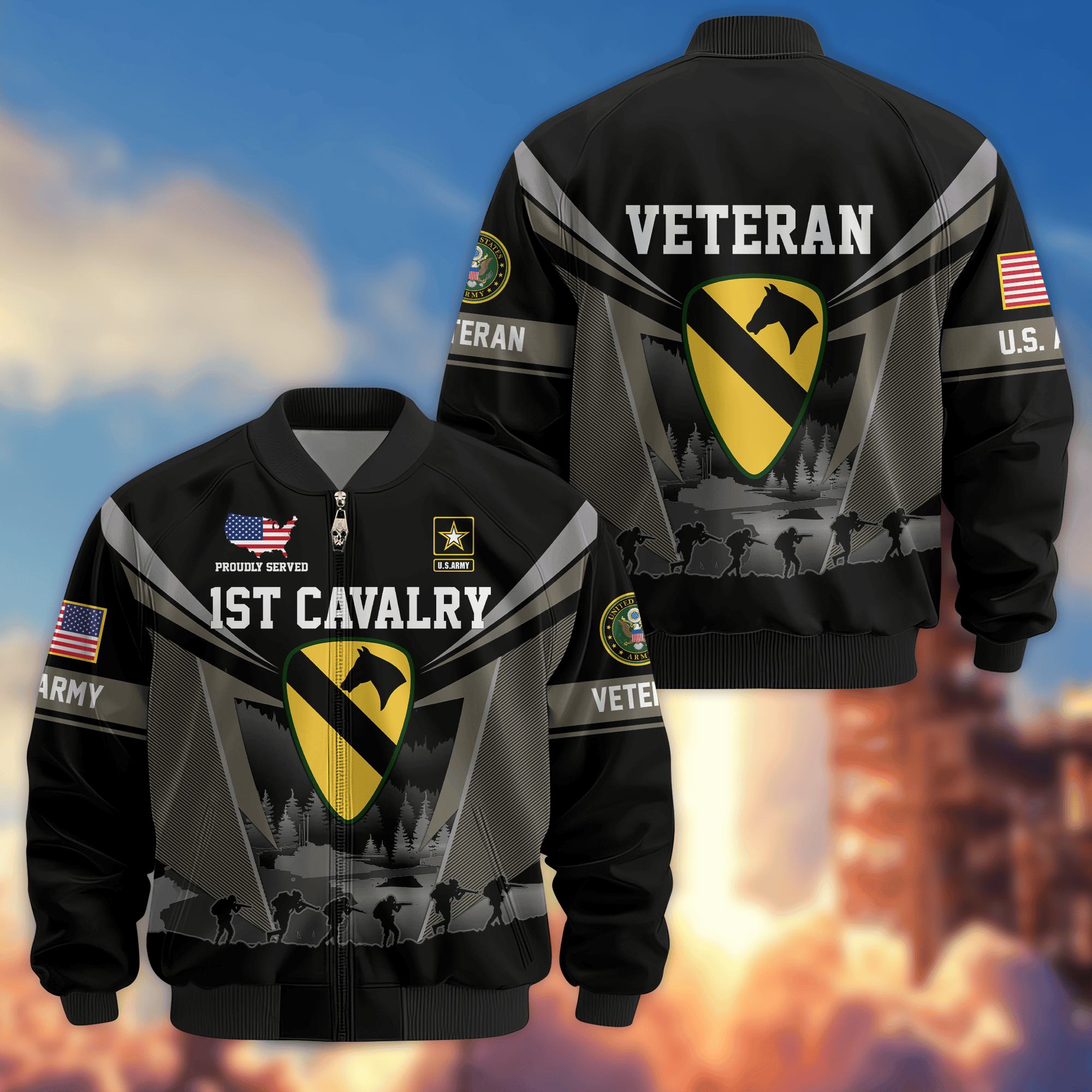 Premium Custom 1st Cavalry Division Bomber Jacket VPVC800262, Waterproof Windbreaker Coat, Army Veteran Gift, Veterans Day Gift
