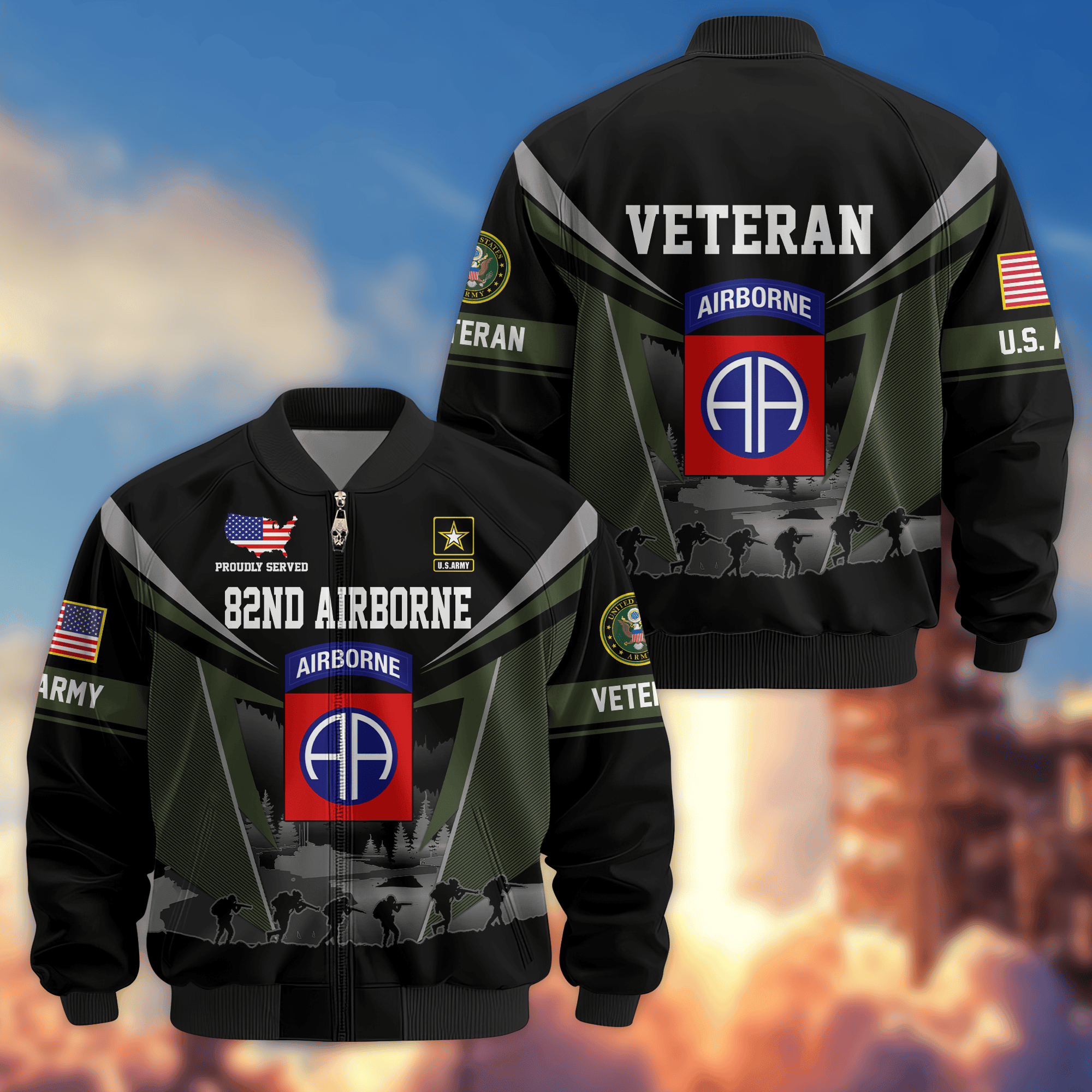 Premium Custom 82nd Airborne Bomber Jacket VPVC800263, Waterproof Windbreaker Coat, Army Veteran Gift, Veterans Day Gift
