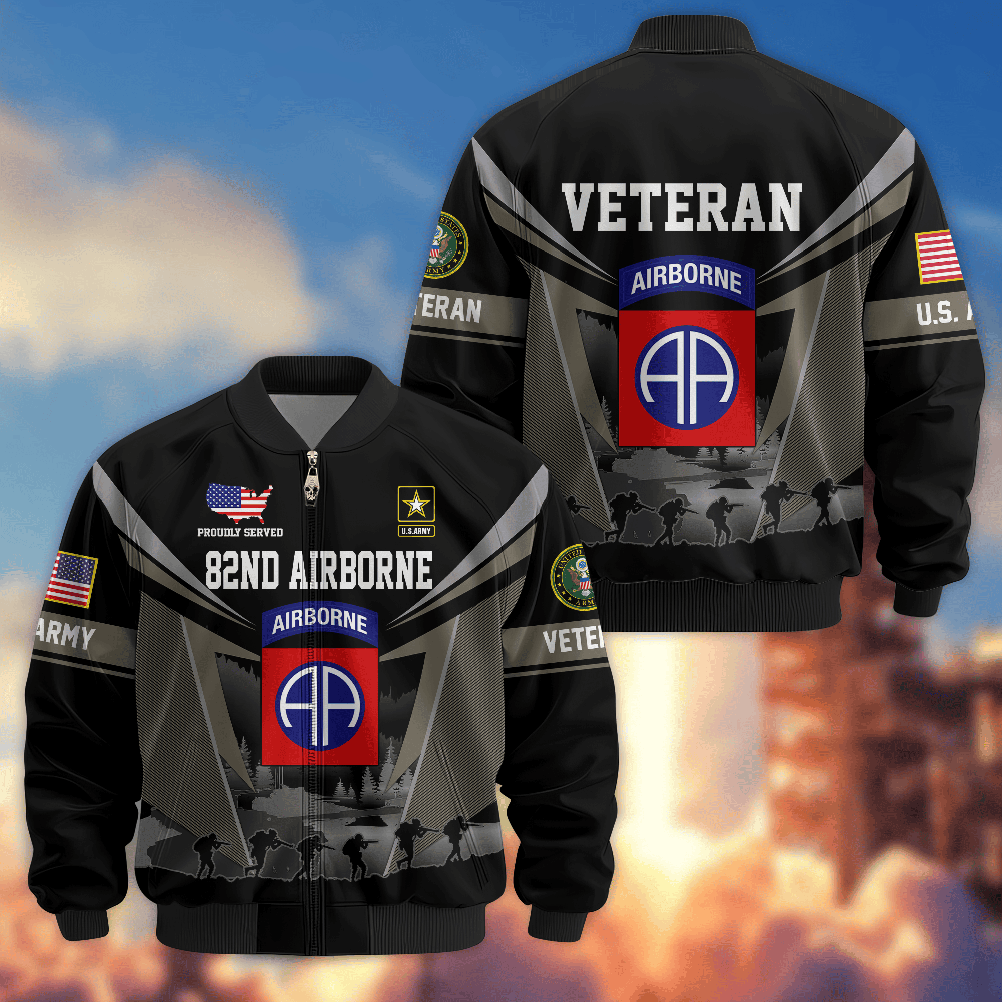 Premium Custom 82nd Airborne Bomber Jacket VPVC800264, Waterproof Windbreaker Coat, Army Veteran Gift, Veterans Day Gift