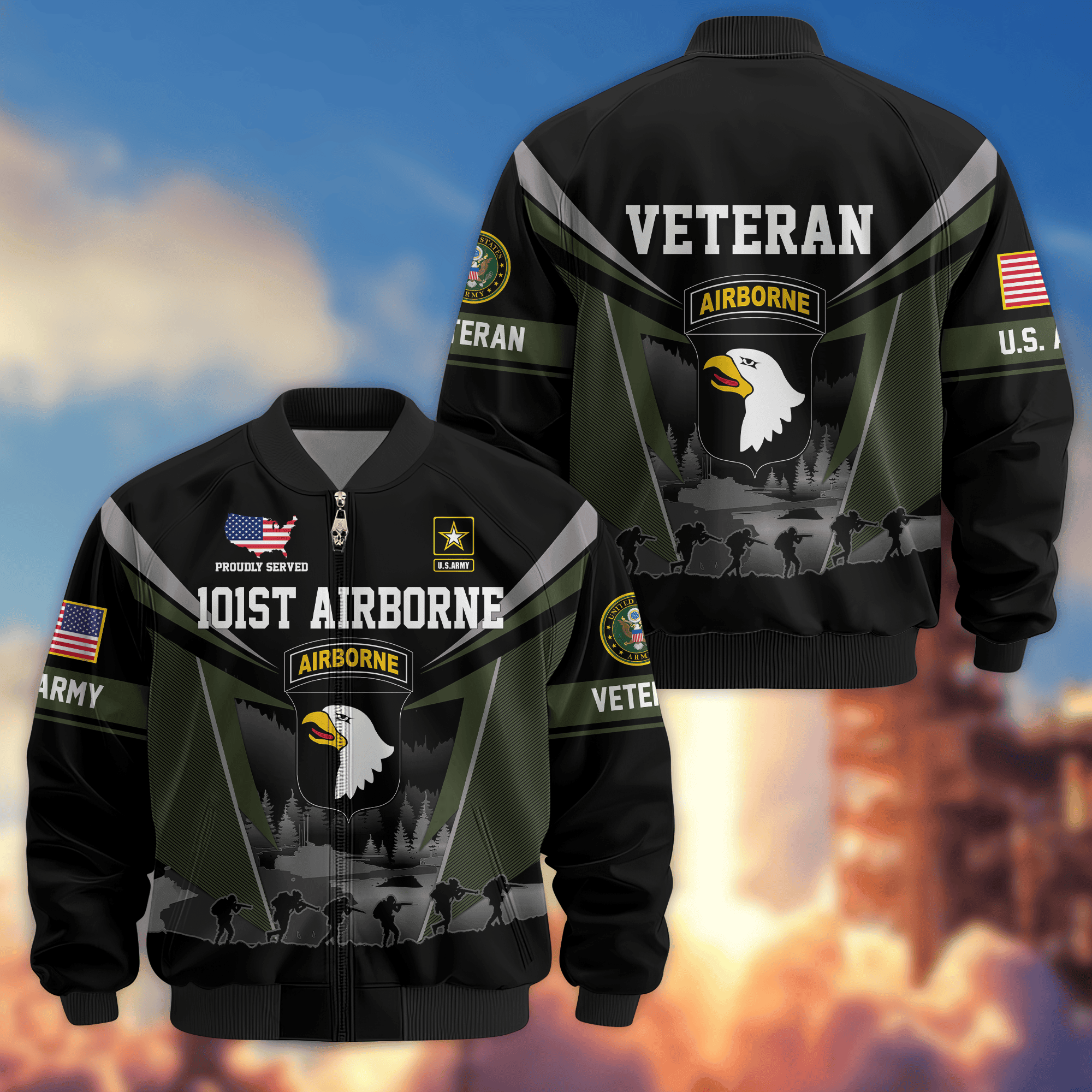 Premium Custom 101st Airborne Bomber Jacket VPVC800265, Waterproof Windbreaker Coat, Army Veteran Gift, Veterans Day Gift