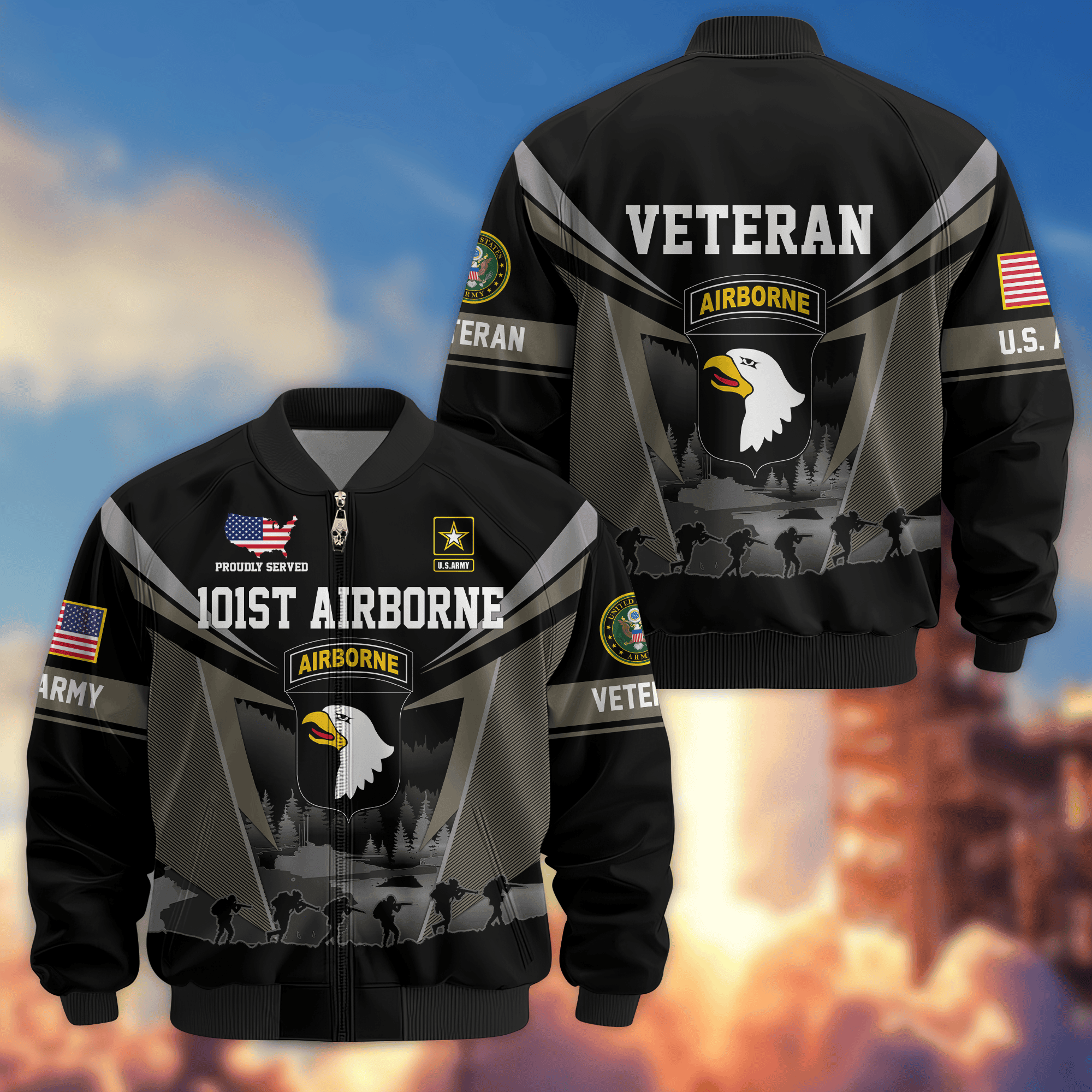 Premium Custom 101st Airborne Bomber Jacket VPVC800266, Waterproof Windbreaker Coat, Army Veteran Gift, Veterans Day Gift