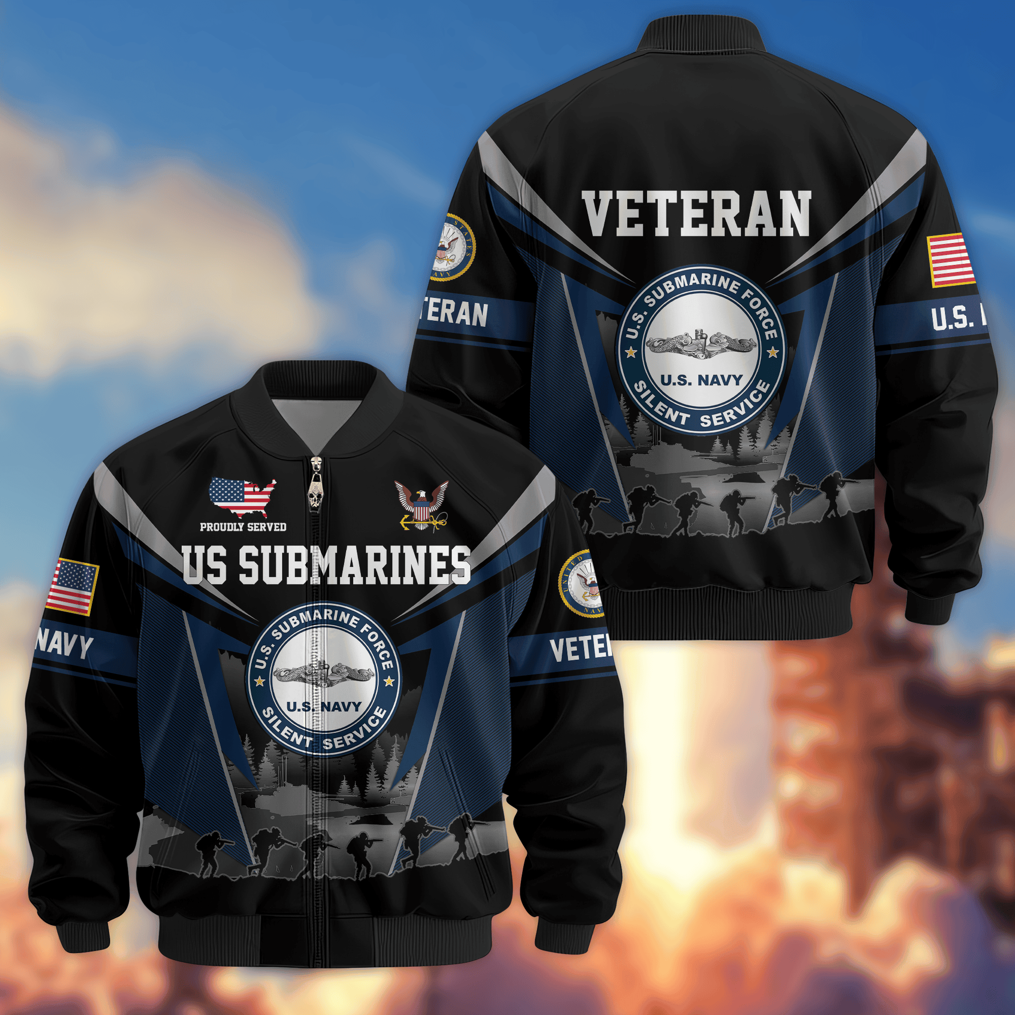 Premium Custom US Submarine Bomber Jacket VPVC800267, Waterproof Windbreaker Coat, Navy Veteran Gift, Veterans Day Gift