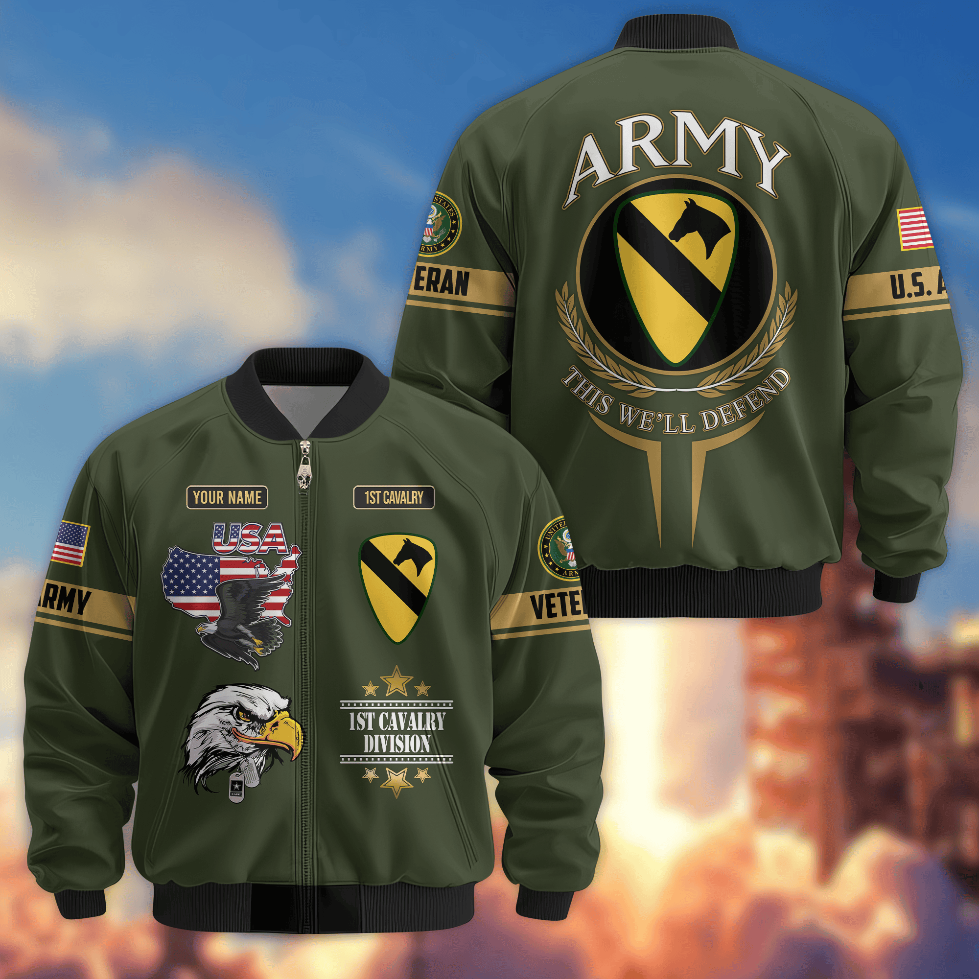 Premium Custom 1st Cavalry Division Bomber Jacket VPVC800271, Waterproof Windbreaker Coat, Army Veteran Gift, Veterans Day Gift