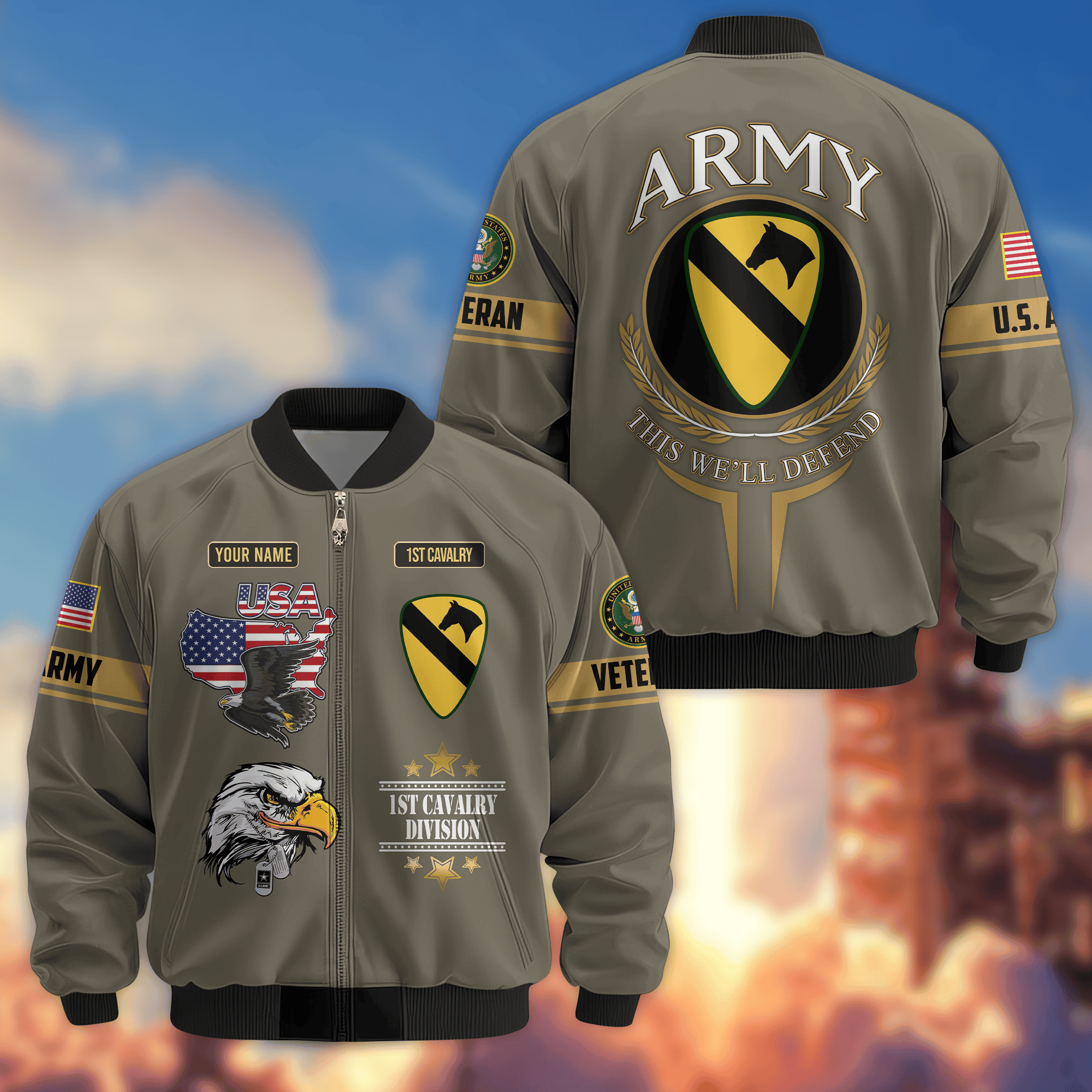 Premium Custom 1st Cavalry Division Bomber Jacket VPVC800272, Waterproof Windbreaker Coat, Army Veteran Gift, Veterans Day Gift