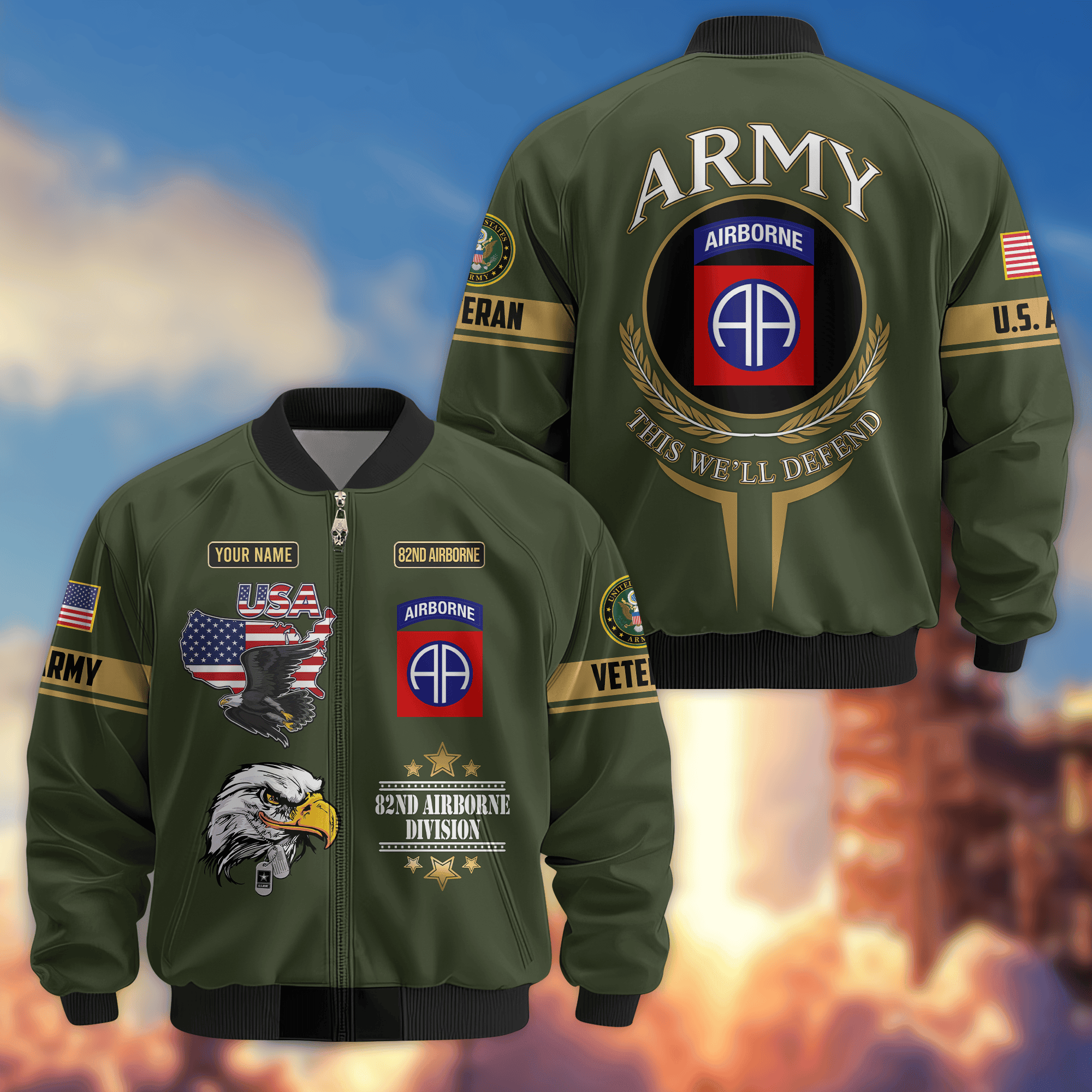 Premium Custom 82nd Airborne Bomber Jacket VPVC800273, Waterproof Windbreaker Coat, Army Veteran Gift, Veterans Day Gift