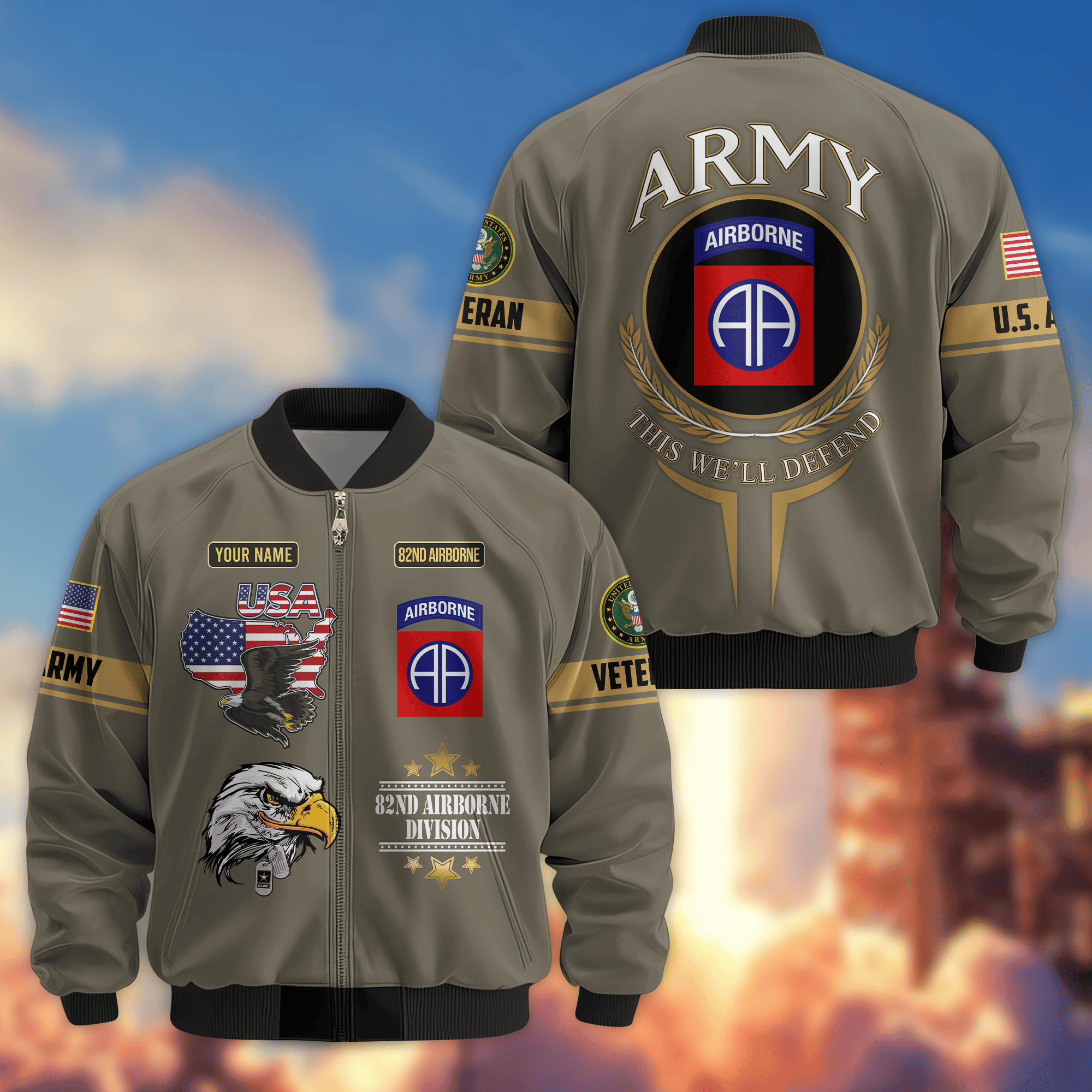Premium Custom 82nd Airborne Bomber Jacket VPVC800274, Waterproof Windbreaker Coat, Army Veteran Gift, Veterans Day Gift