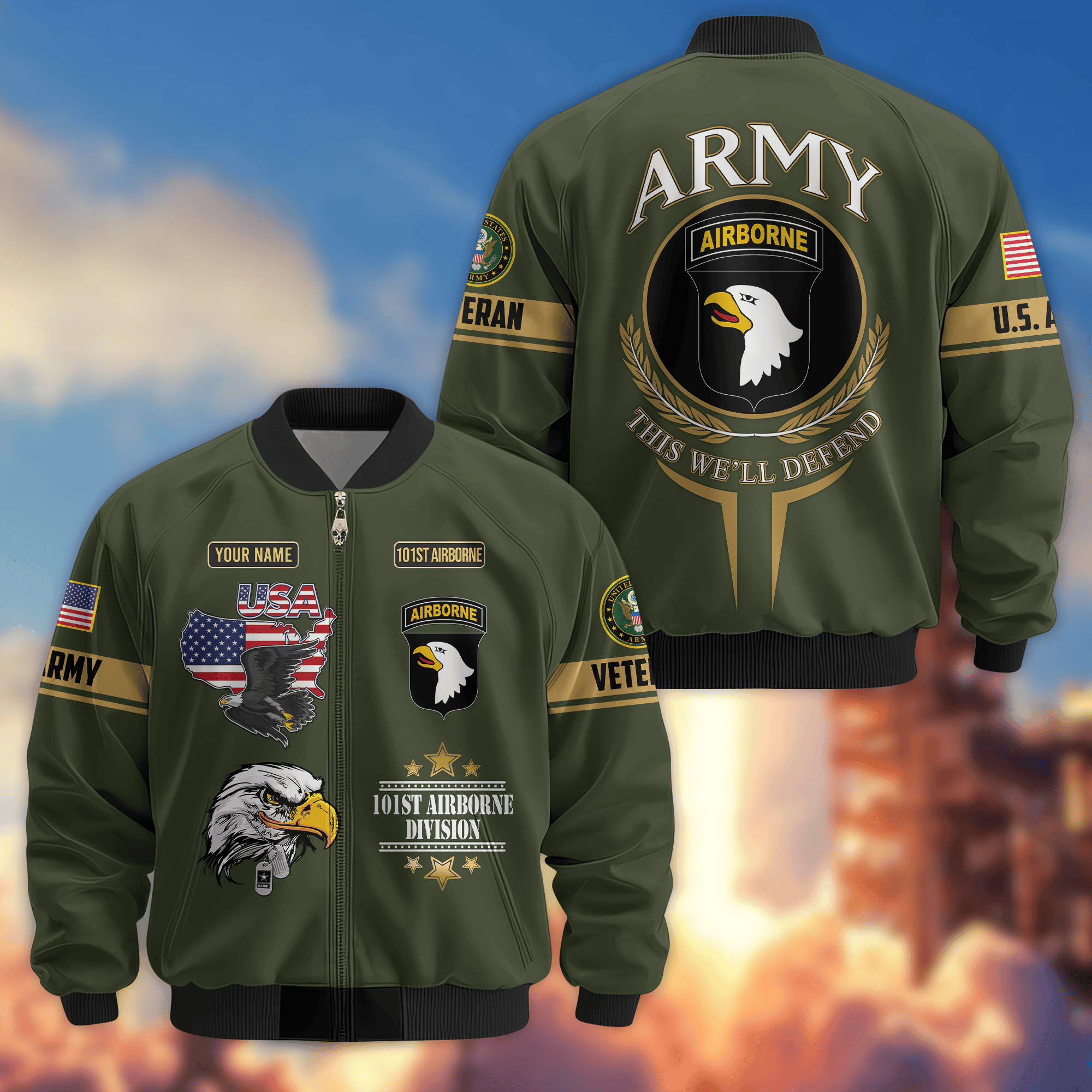 Premium Custom 101st Airborne Bomber Jacket VPVC800275, Waterproof Windbreaker Coat, Army Veteran Gift, Veterans Day Gift