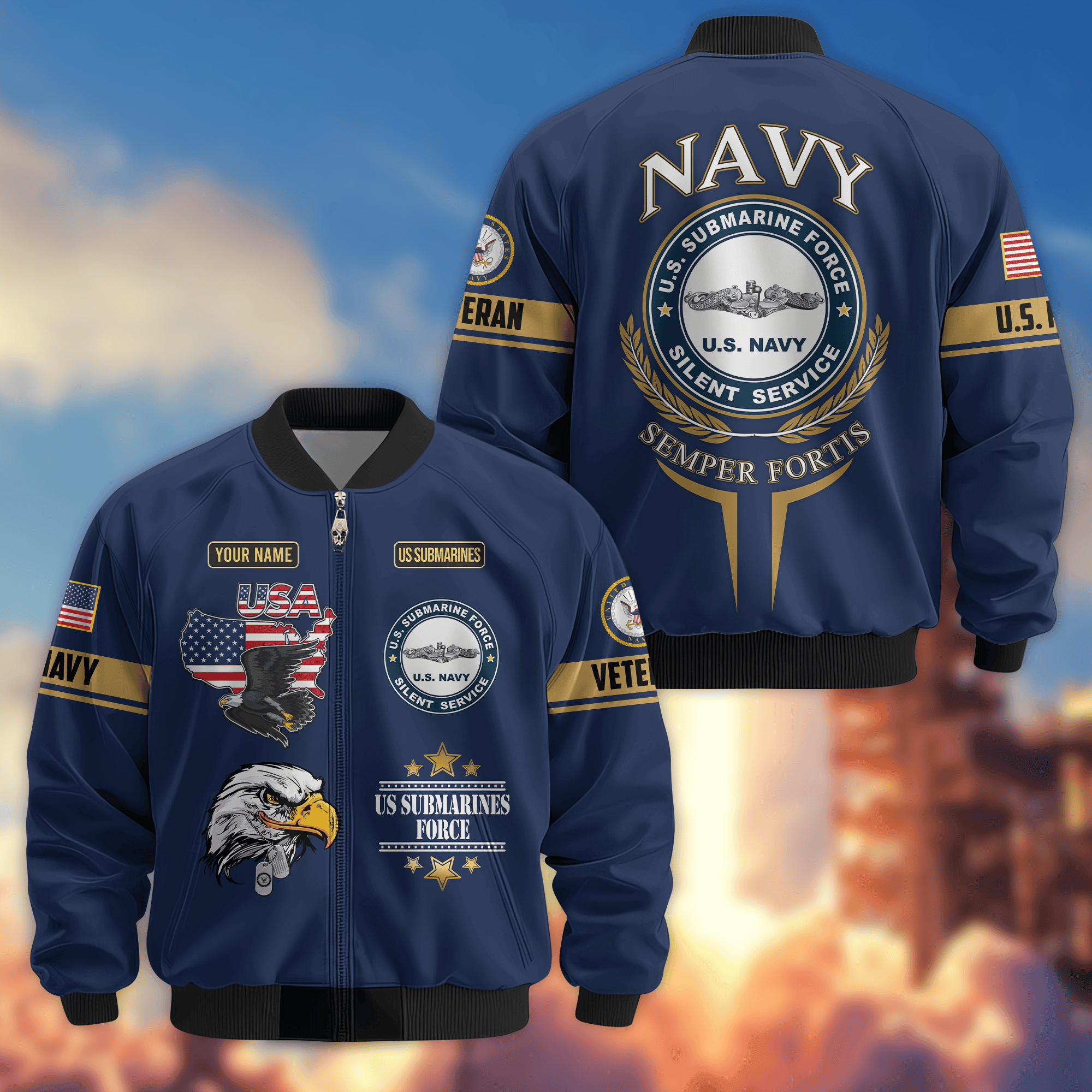Premium Custom US Submarine Bomber Jacket VPVC800277, Waterproof Windbreaker Coat, Navy Veteran Gift, Veterans Day Gift