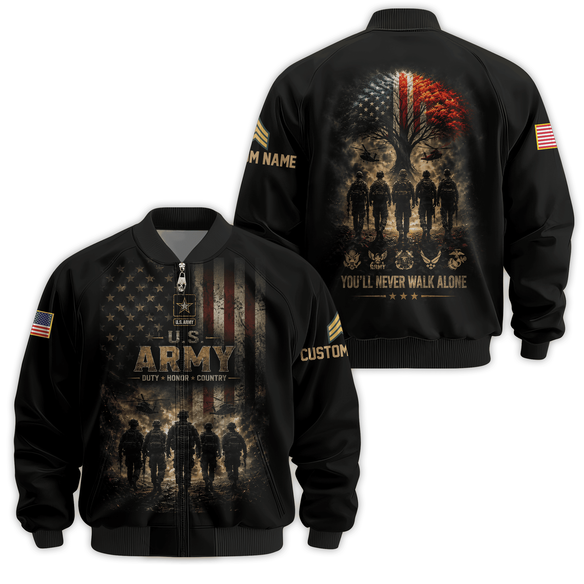 Premium Custom US Army Bomber Jacket VPVC811061, Waterproof Windbreaker Coat, Army Veteran Gift, Veterans Day Gift