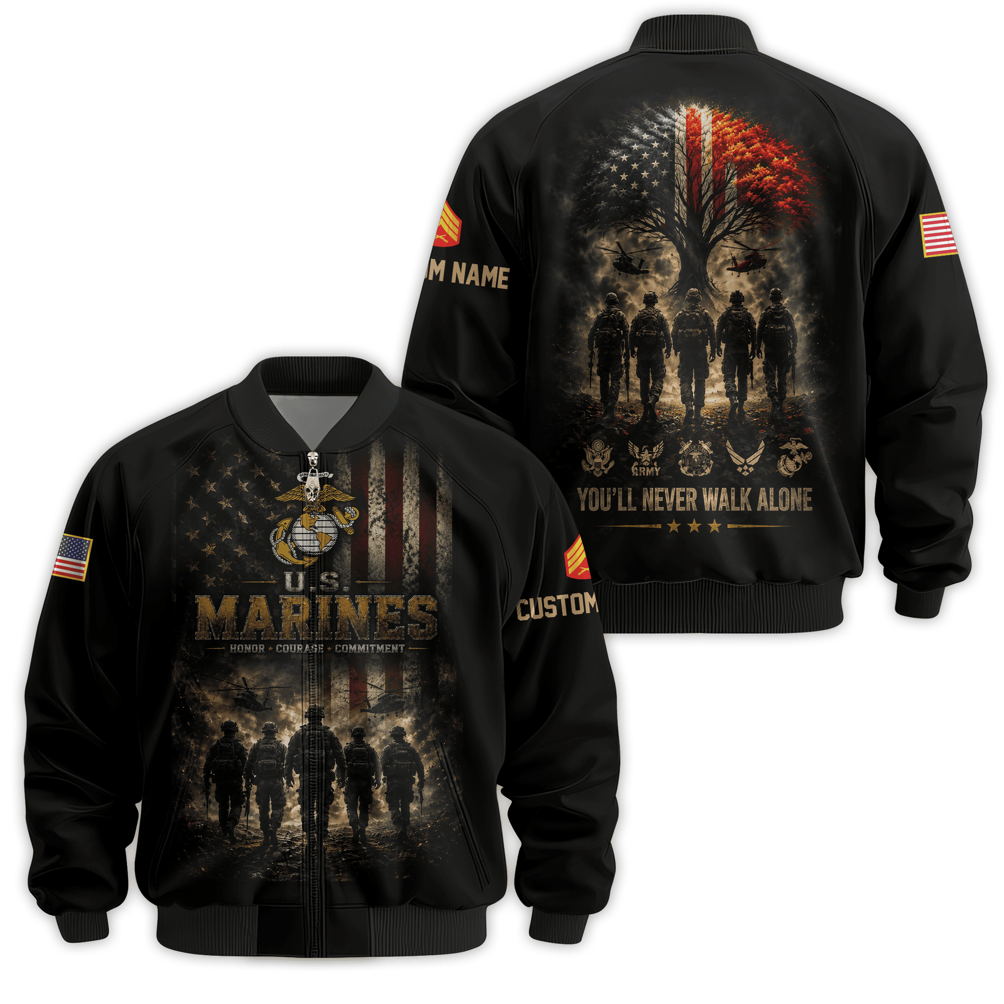 Premium Custom USMC Bomber Jacket VPVC811063, Waterproof Windbreaker Coat, Marine Veteran Gift, Veterans Day Gift