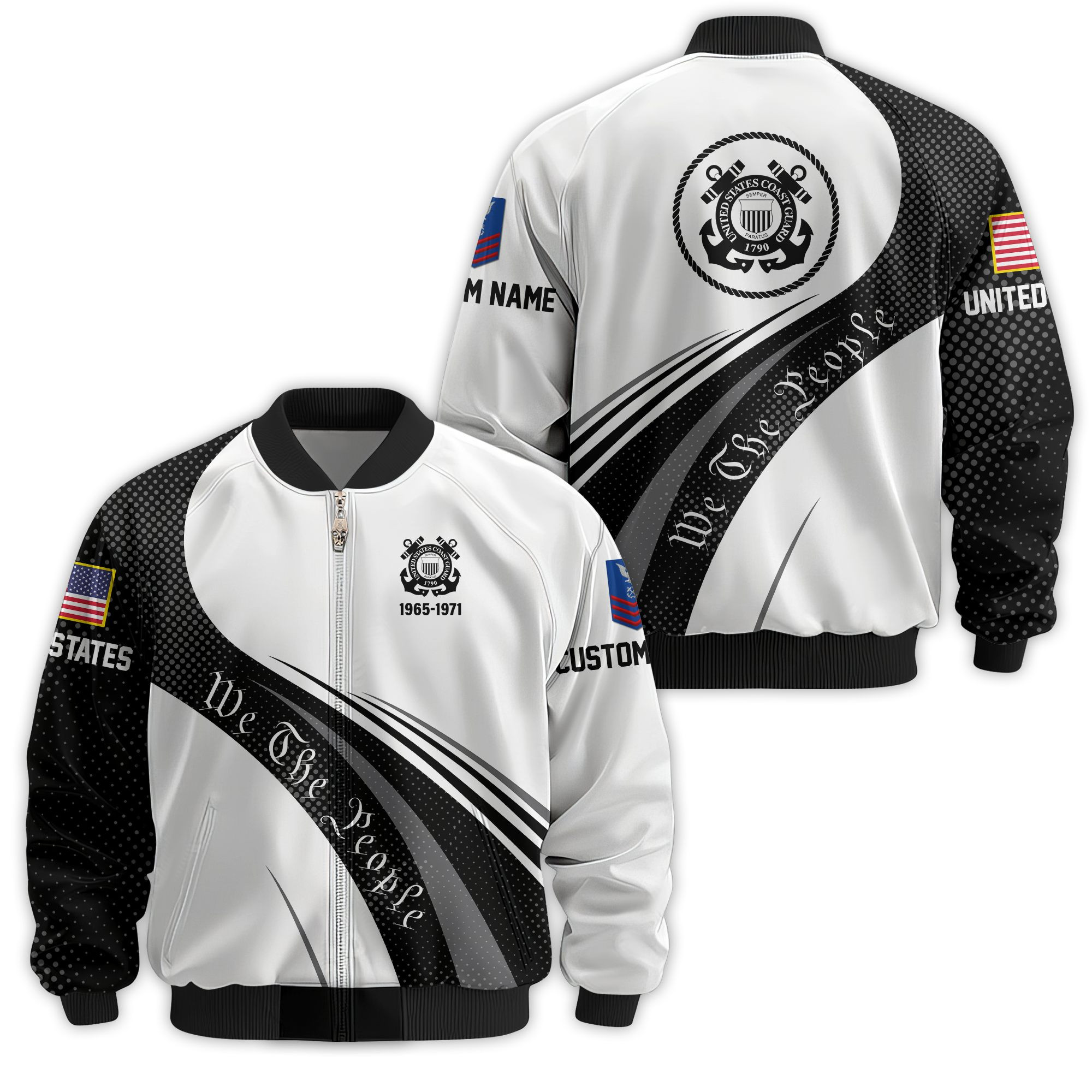 Premium Custom USCG Veteran Bomber Jacket VPVC811095, Waterproof Windbreaker Coat, Coast Guard Veteran Gift, Veterans Day Gift
