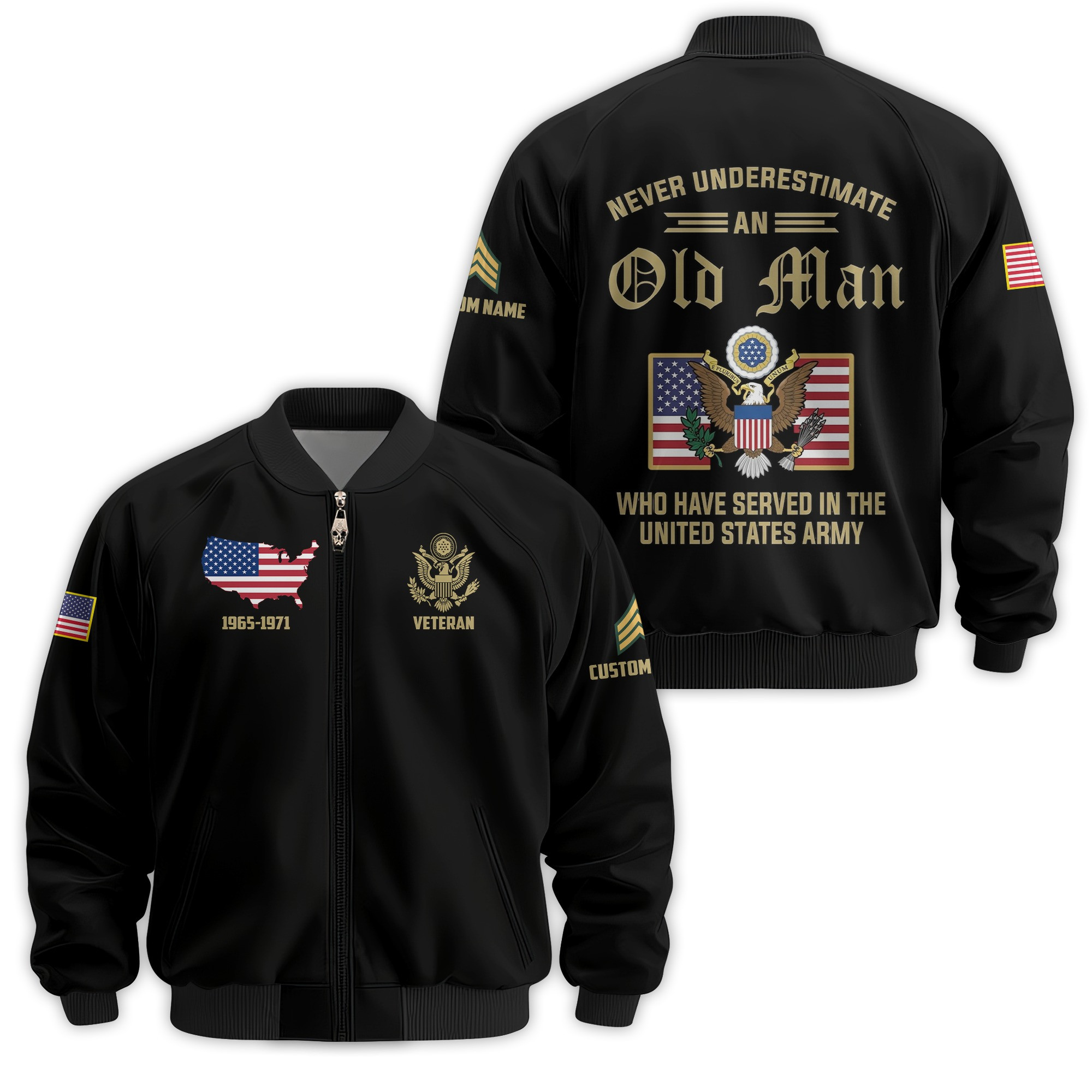 Premium Custom US Army Veteran Bomber Jacket VPVC811131, Waterproof Windbreaker Coat, Army Veteran Gift, Veterans Day Gift