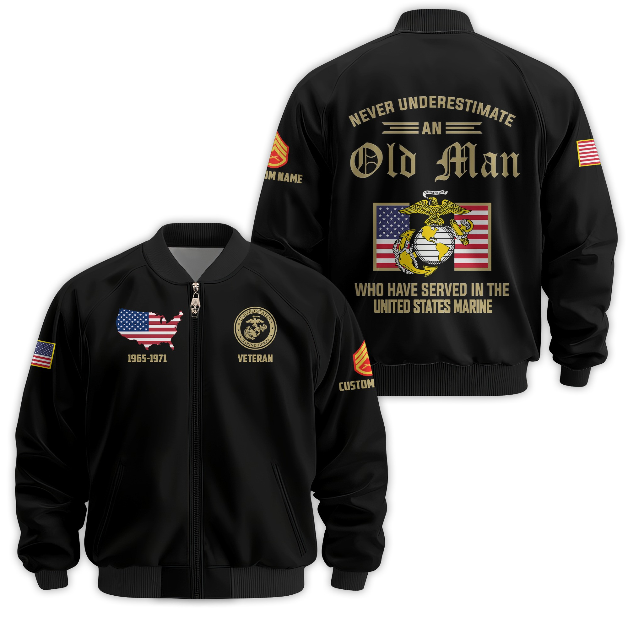 Premium Custom USMC Veteran Bomber Jacket VPVC811133, Waterproof Windbreaker Coat, Marine Veteran Gift, Veterans Day Gift