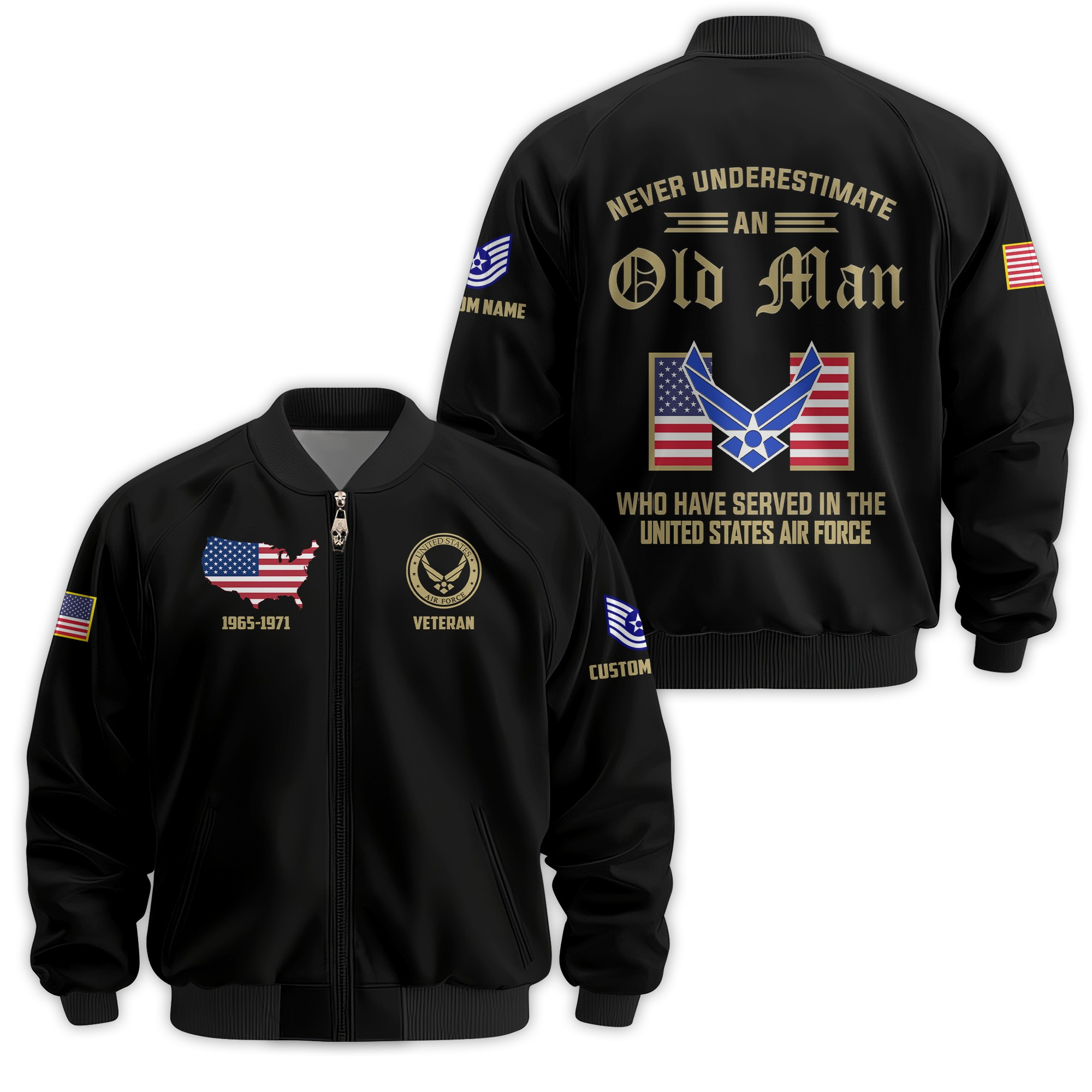 Premium Custom USAF Veteran Bomber Jacket VPVC811134, Waterproof Windbreaker Coat, Air Force Veteran Gift, Veterans Day Gift