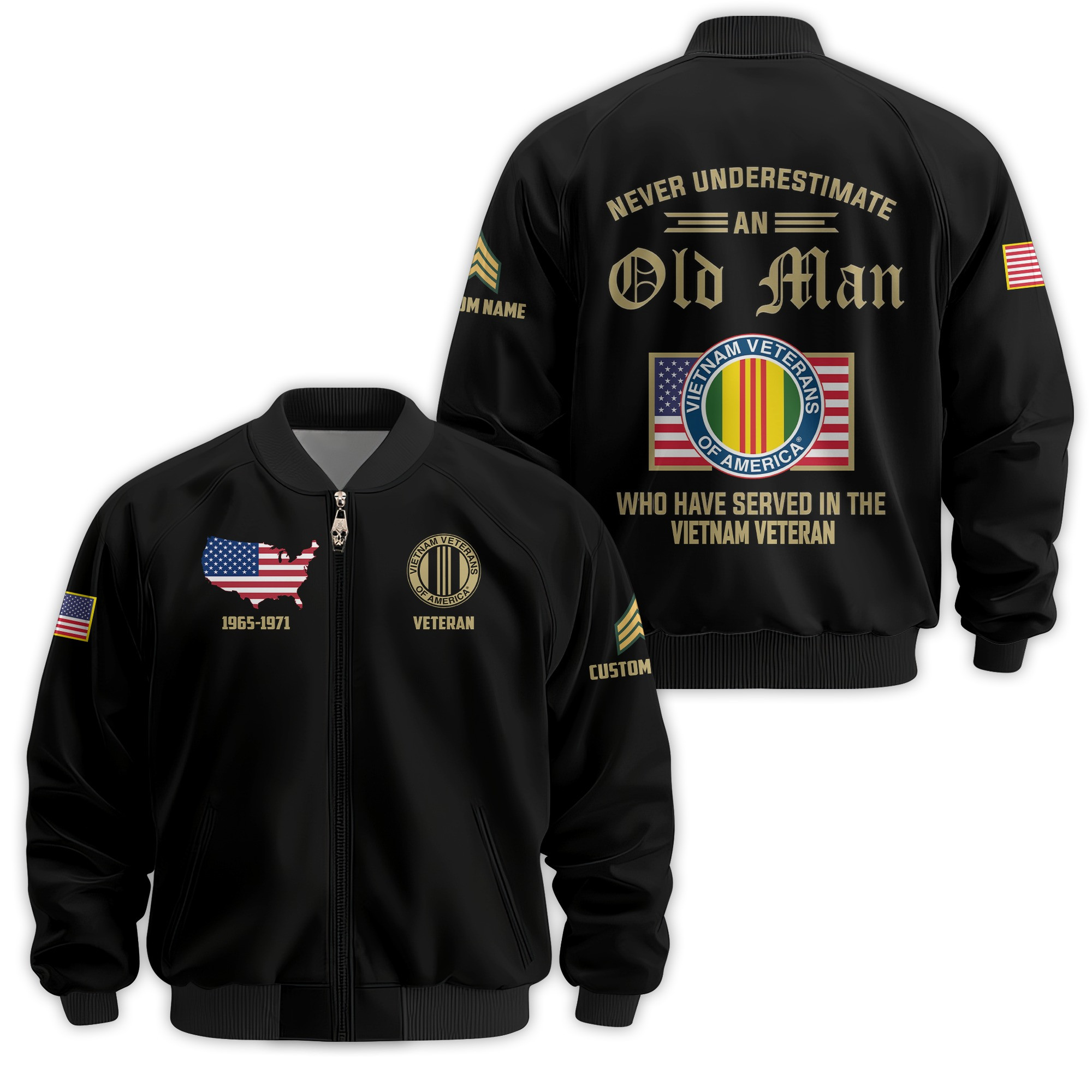 Premium Custom Vietnam Veteran Bomber Jacket VPVC811136, Waterproof Windbreaker Coat, Vietnam Veteran Gift, Veterans Day Gift