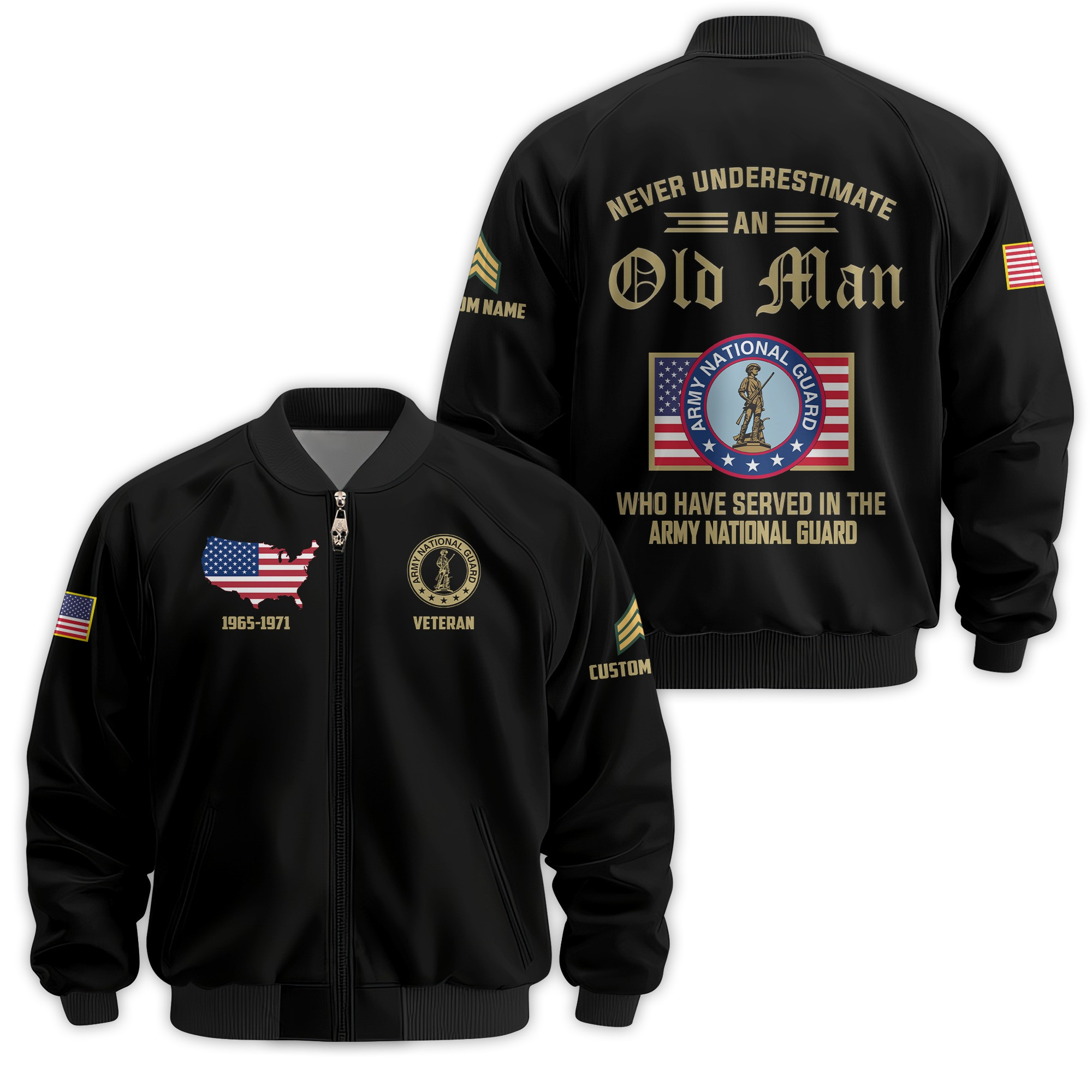 Premium Custom Army National Guard Veteran Bomber Jacket VPVC811138, Waterproof Windbreaker Coat, Army National Guard Veteran Gift, Veterans Day Gift