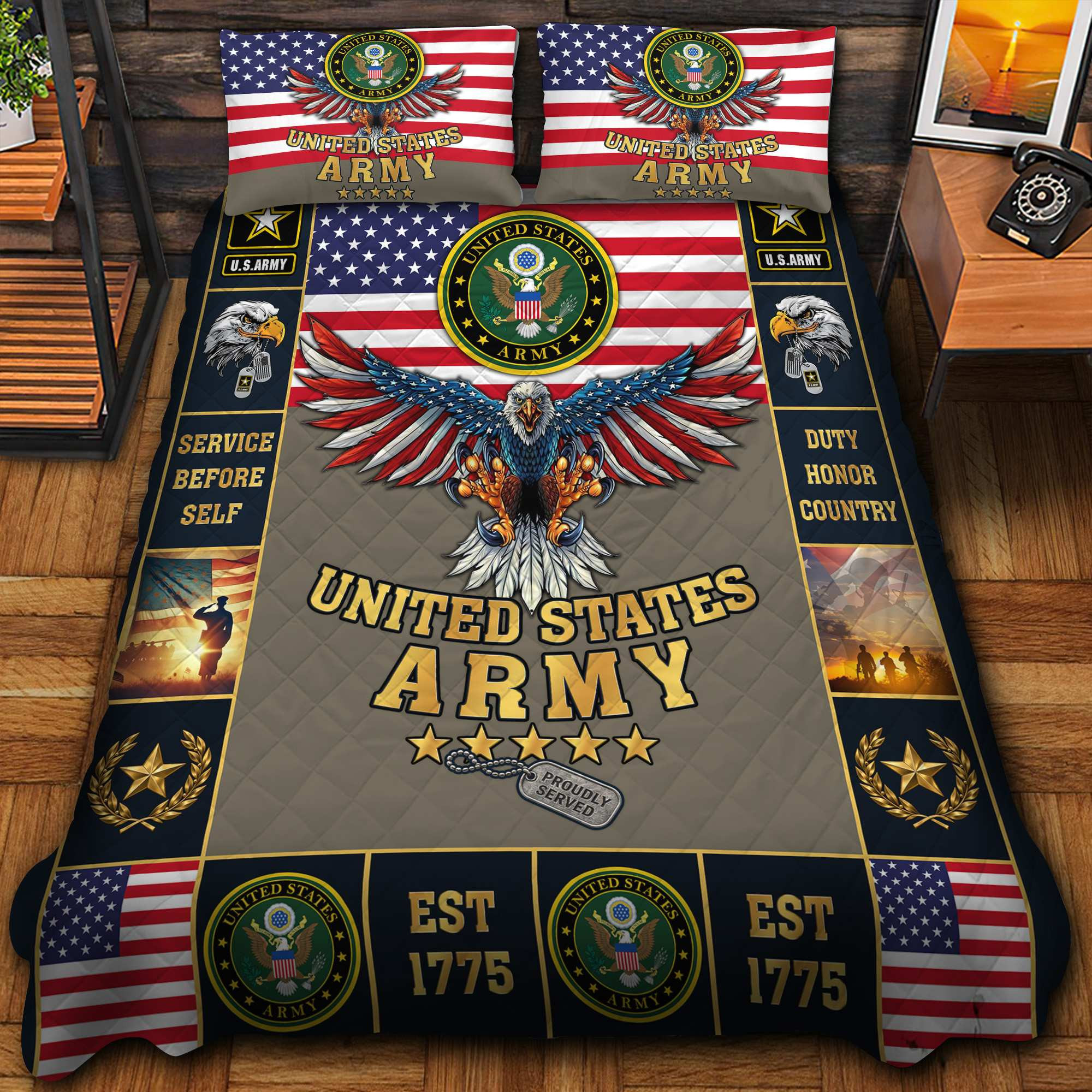 Premium US Veterans Bedding Set CPHN080913, Gifts For US Veterans, Gifts For Veterans Day