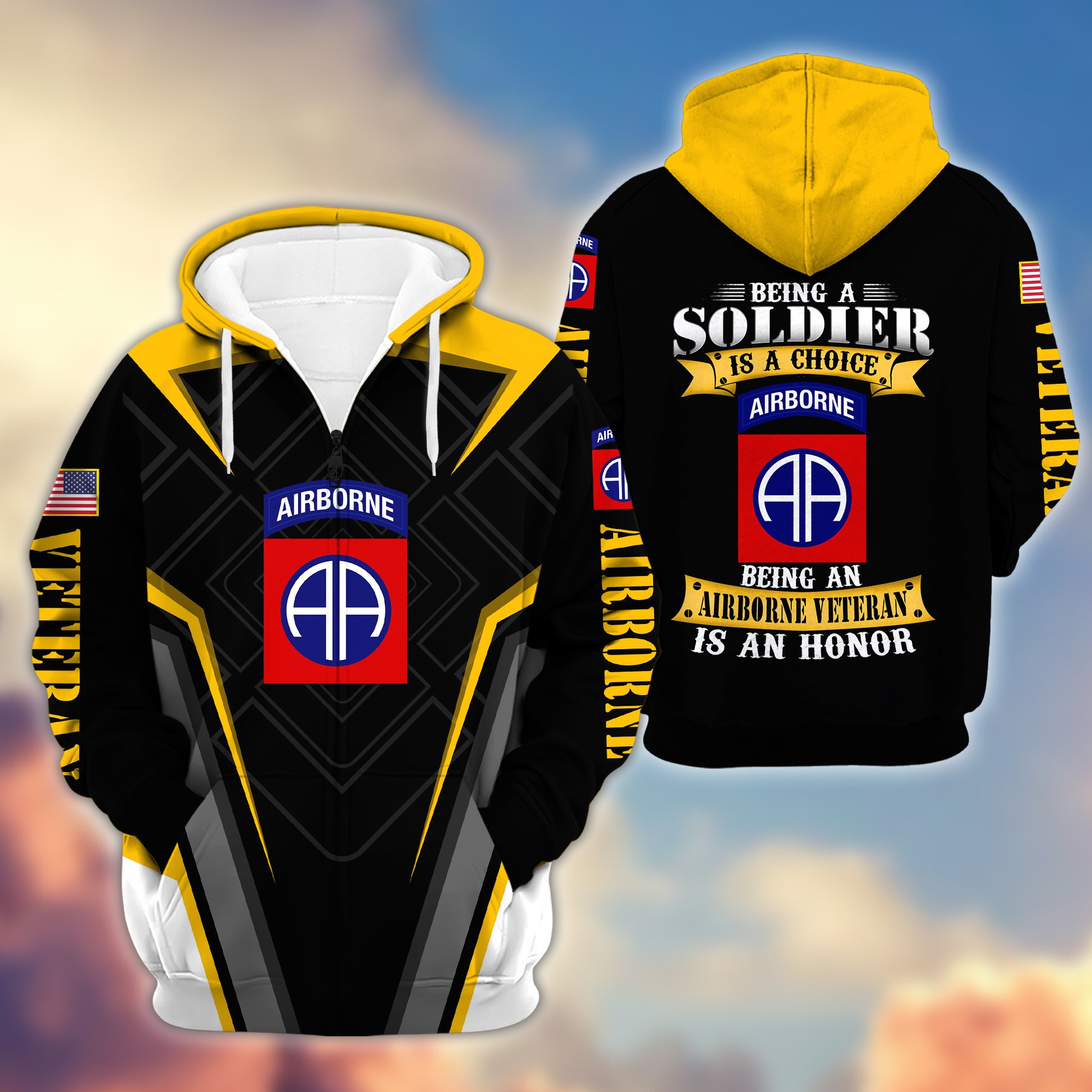 Premium 82nd Airborne Veterans Zip Up Hoodie APVC110411