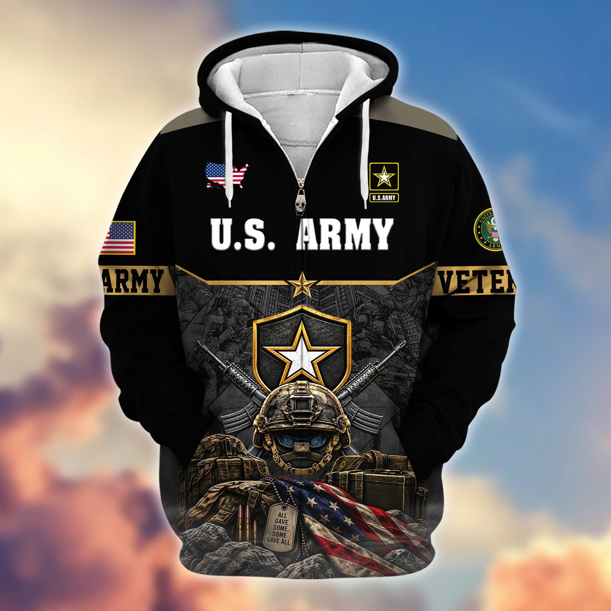 Premium US Veterans Zip Up Hoodie BTTN280821, Gifts For US Veterans, Gifts For Veterans Day