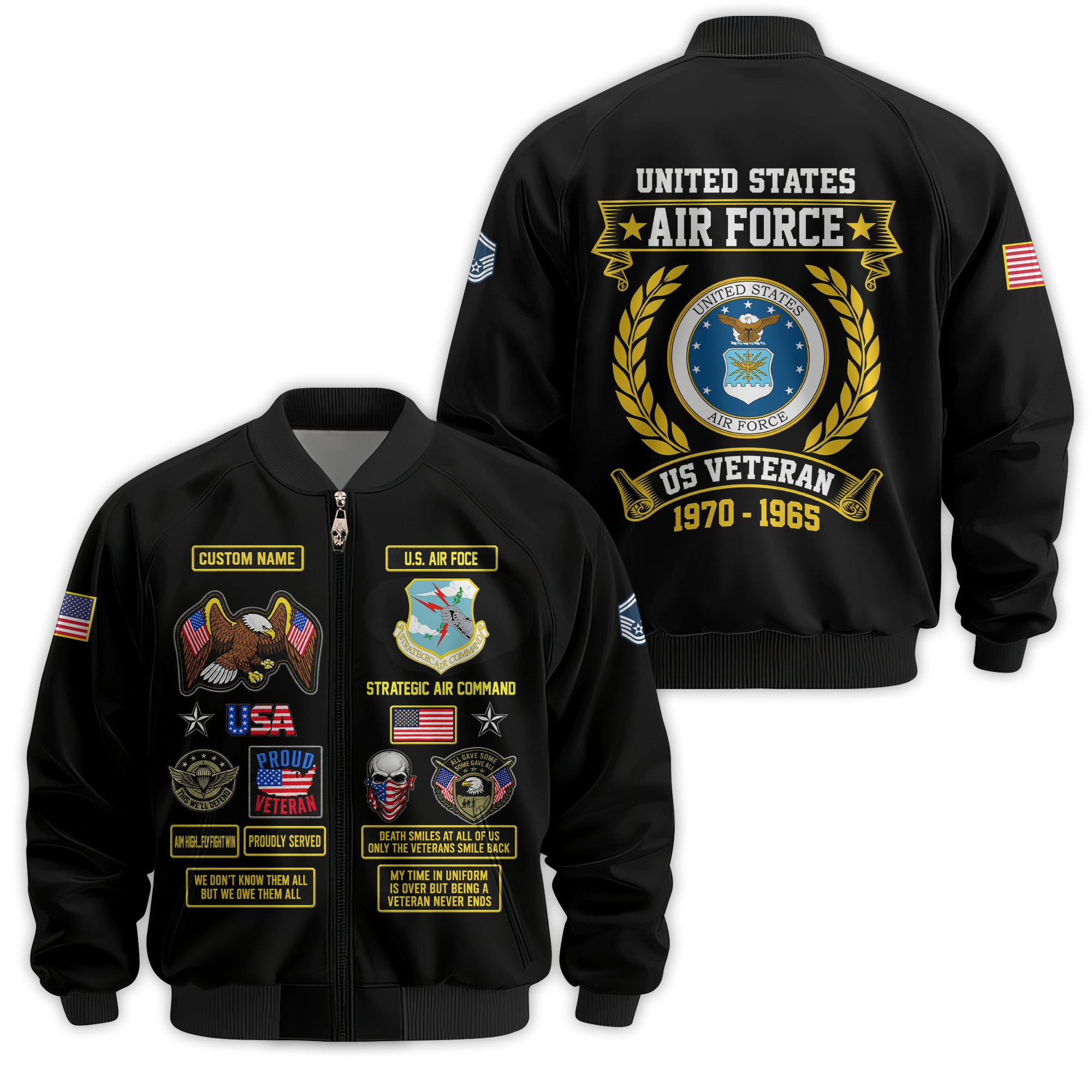Premium Custom USAF Veteran Bomber Jacket VPVC811154, Waterproof Windbreaker Coat, Air Force Veteran Gift, Veterans Day Gift