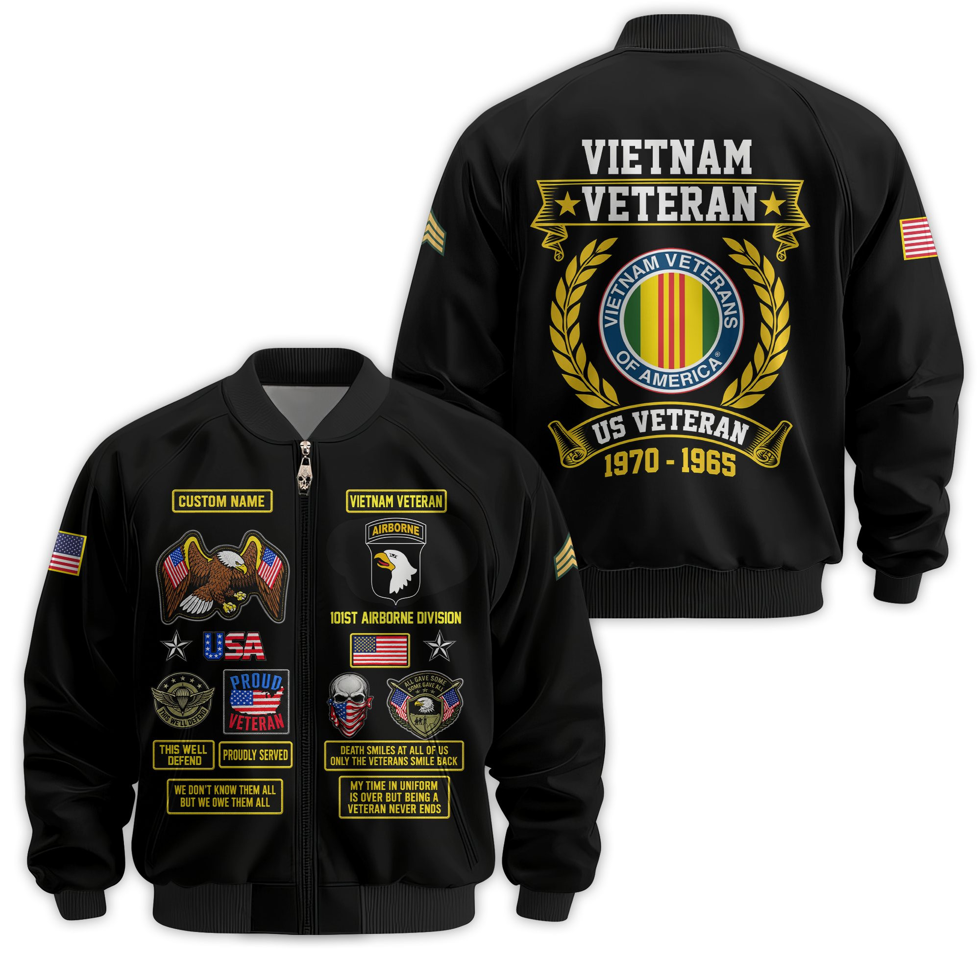 Premium Custom Vietnam Veteran Bomber Jacket VPVC811156, Waterproof Windbreaker Coat, Vietnam Veteran Gift, Veterans Day Gift
