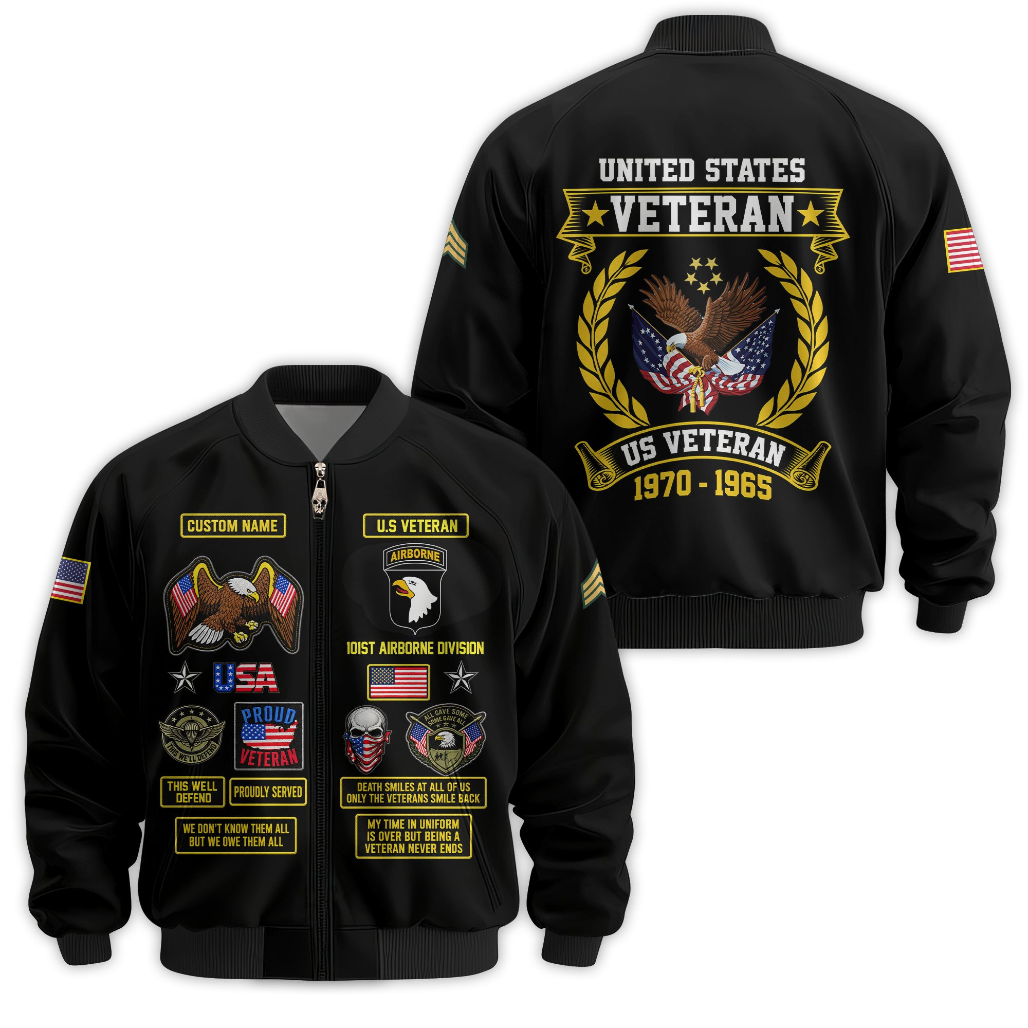 Premium Custom US Veteran Bomber Jacket VPVC811157, Waterproof Windbreaker Coat, US Veteran Gift, Veterans Day Gift