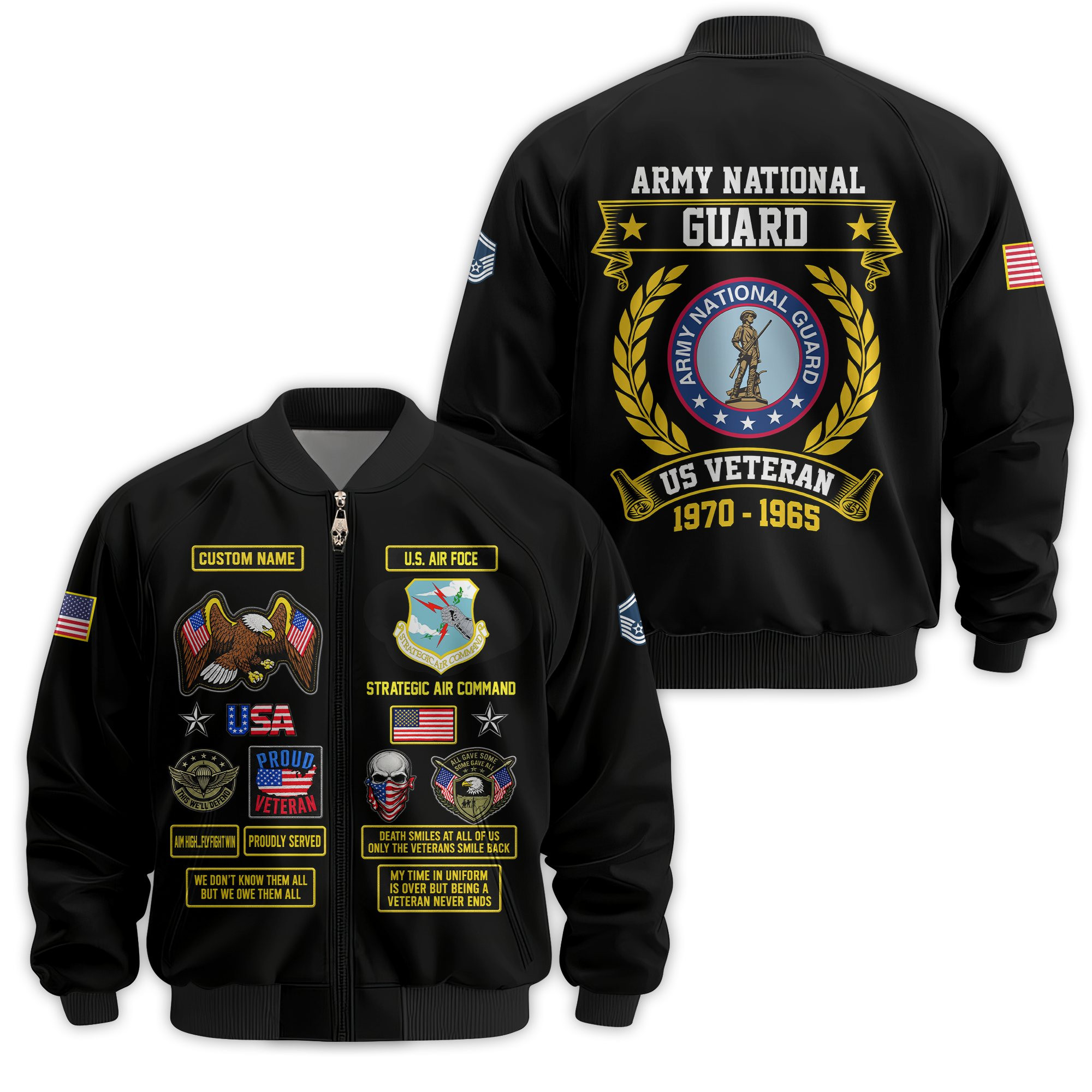Premium Custom Army National Guard Veteran Bomber Jacket VPVC811158, Waterproof Windbreaker Coat, Army National Guard Veteran Gift, Veterans Day Gift
