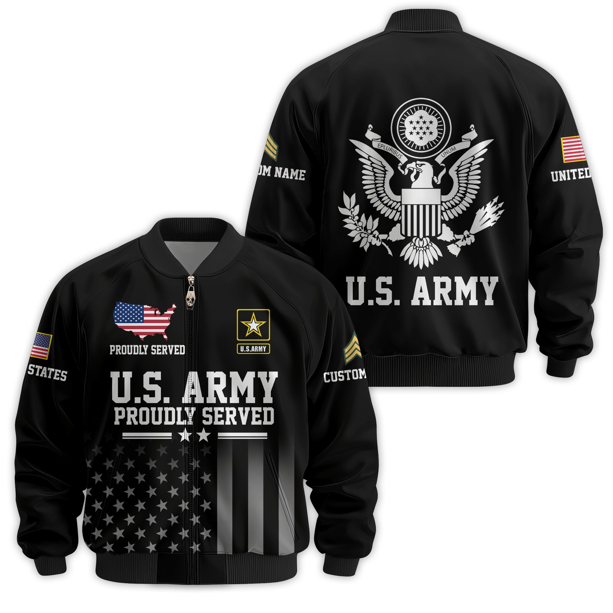 Premium Custom US Army Veteran Bomber Jacket VPVC811161, Waterproof Windbreaker Coat, Army Veteran Gift, Veterans Day Gift