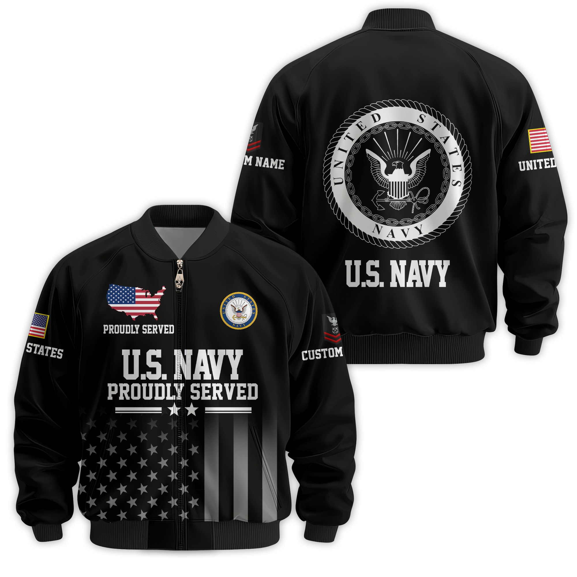 Premium Custom US Navy Veteran Bomber Jacket VPVC811162, Waterproof Windbreaker Coat, Navy Veteran Gift, Veterans Day Gift
