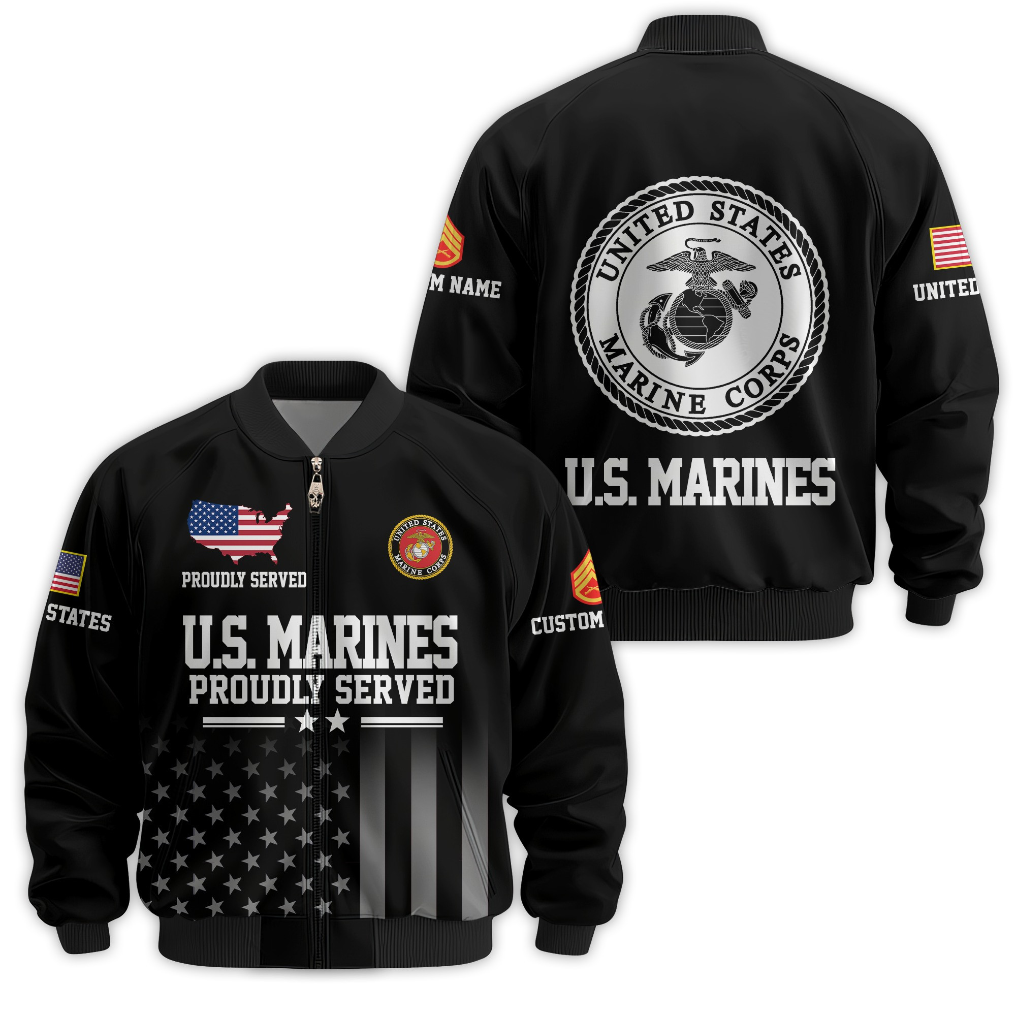 Premium Custom USMC Veteran Bomber Jacket VPVC811163, Waterproof Windbreaker Coat, Marine Veteran Gift, Veterans Day Gift