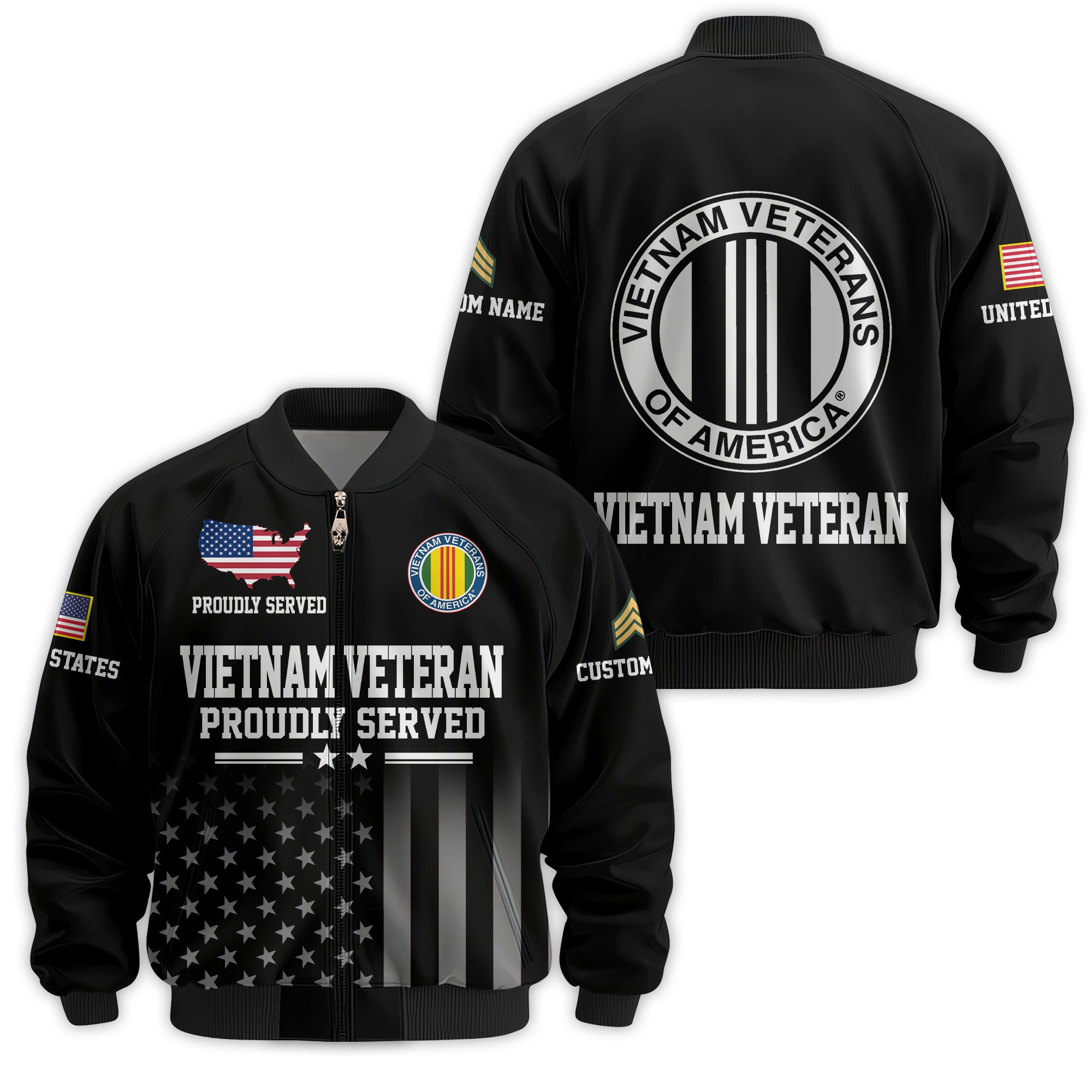 Premium Custom Vietnam Veteran Bomber Jacket VPVC811166, Waterproof Windbreaker Coat, Vietnam Veteran Gift, Veterans Day Gift