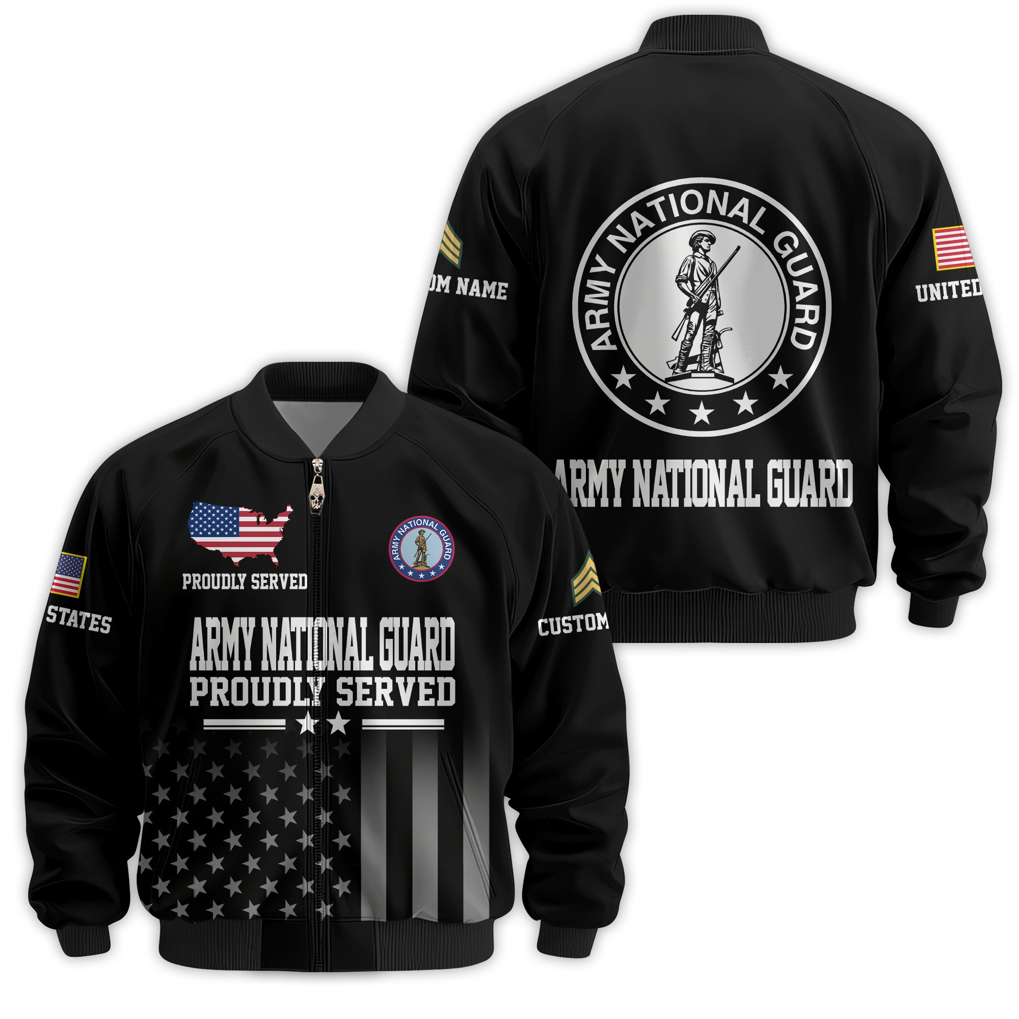 Premium Custom Army National Guard Veteran Bomber Jacket VPVC811168, Waterproof Windbreaker Coat, Army National Guard Veteran Gift, Veterans Day Gift