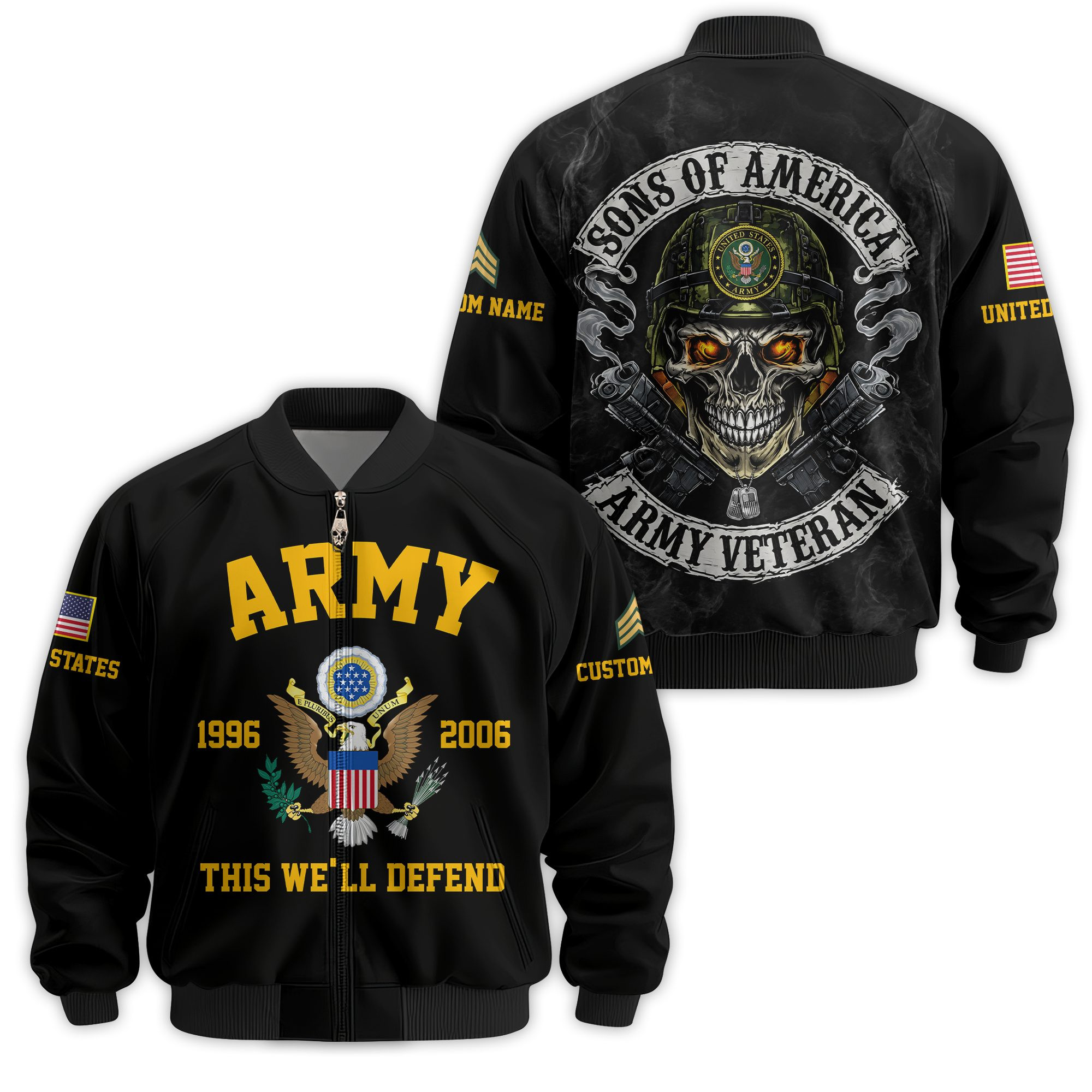 Premium Custom US Army Veteran Bomber Jacket VPVC811181, Waterproof Windbreaker Coat, Army Veteran Gift, Veterans Day Gift