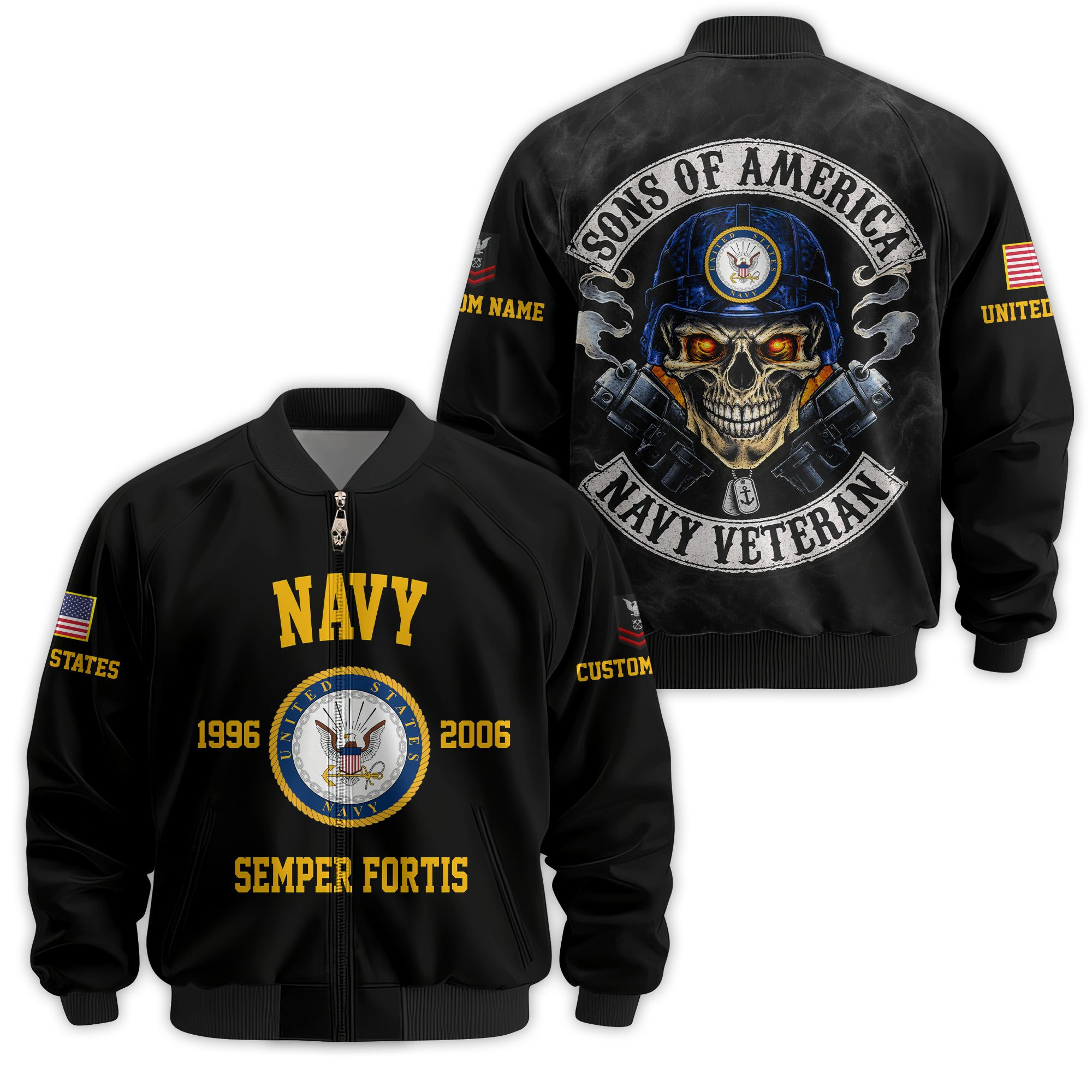 Premium Custom US Navy Veteran Bomber Jacket VPVC811182, Waterproof Windbreaker Coat, Navy Veteran Gift, Veterans Day Gift