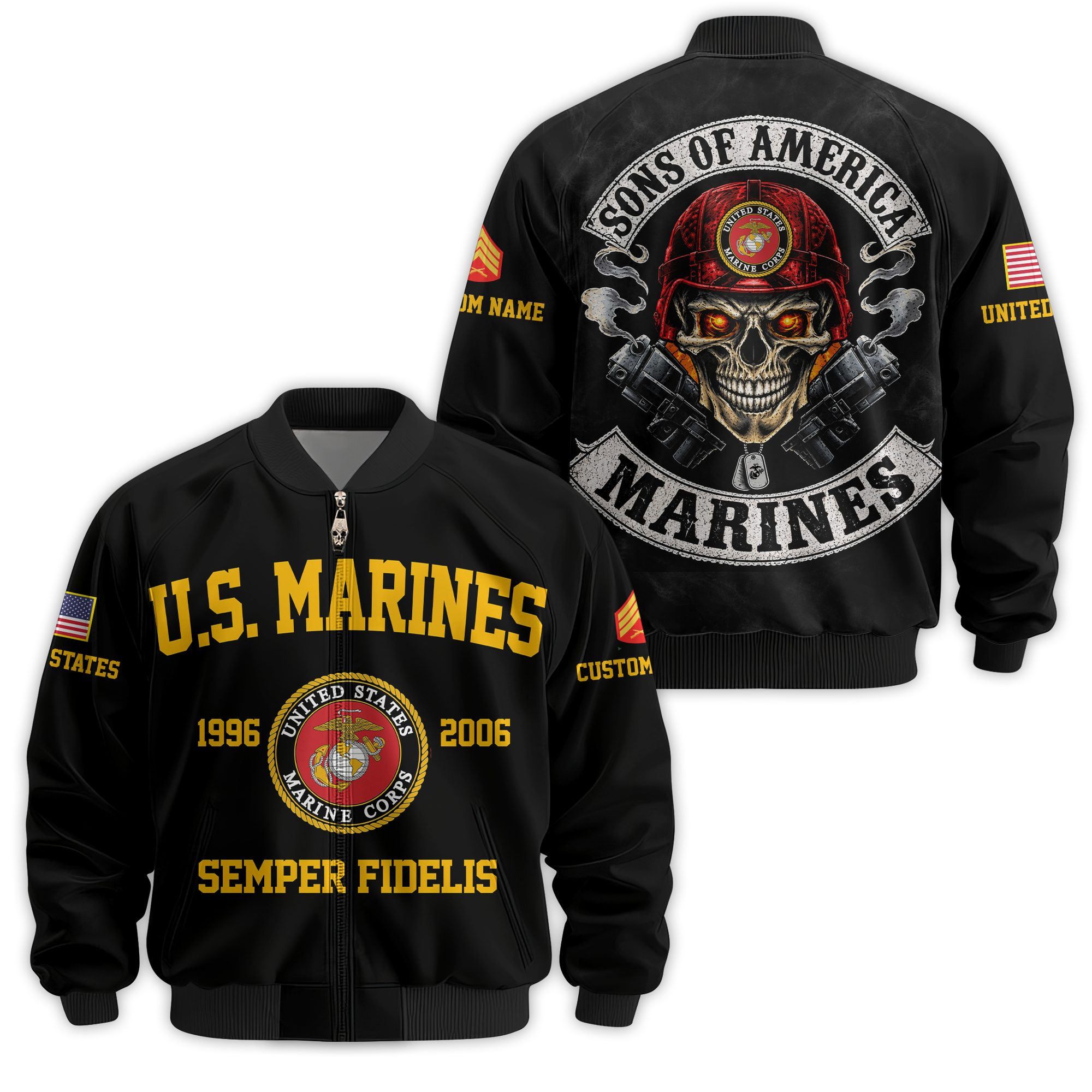 Premium Custom USMC Veteran Bomber Jacket VPVC811183, Waterproof Windbreaker Coat, Marine Veteran Gift, Veterans Day Gift