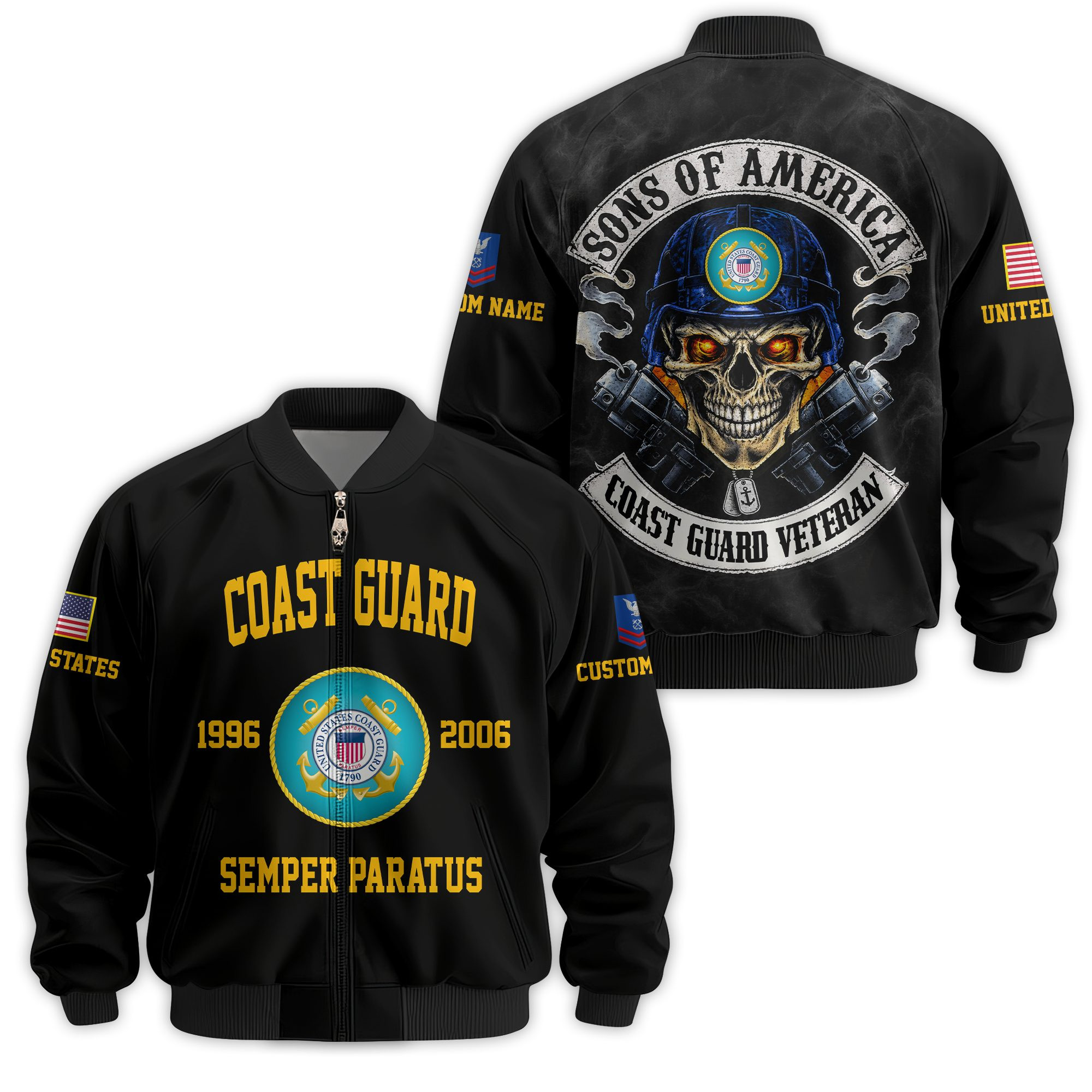 Premium Custom USCG Veteran Bomber Jacket VPVC811185, Waterproof Windbreaker Coat, Coast Guard Veteran Gift, Veterans Day Gift
