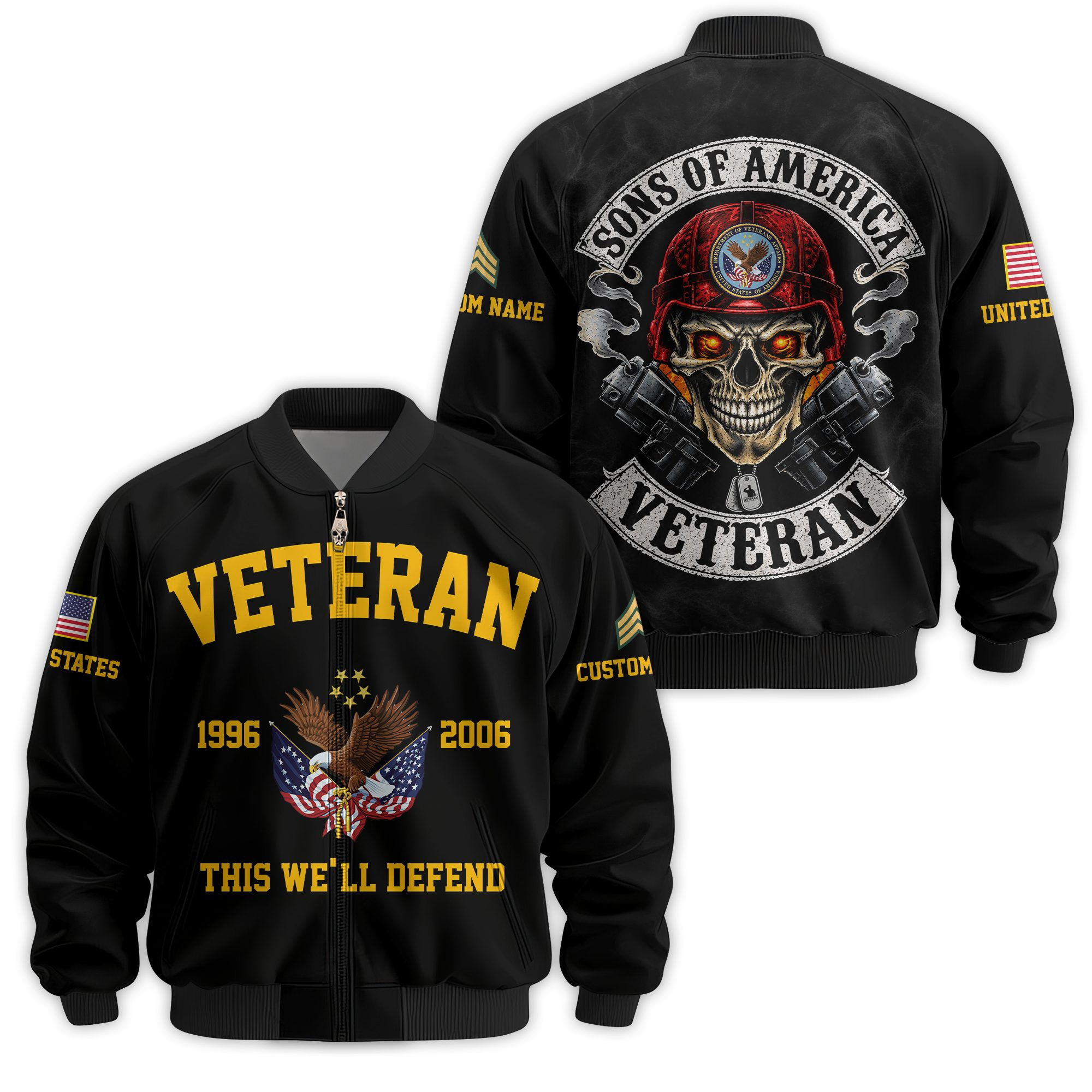 Premium Custom US Veteran Bomber Jacket VPVC811187, Waterproof Windbreaker Coat, US Veteran Gift, Veterans Day Gift
