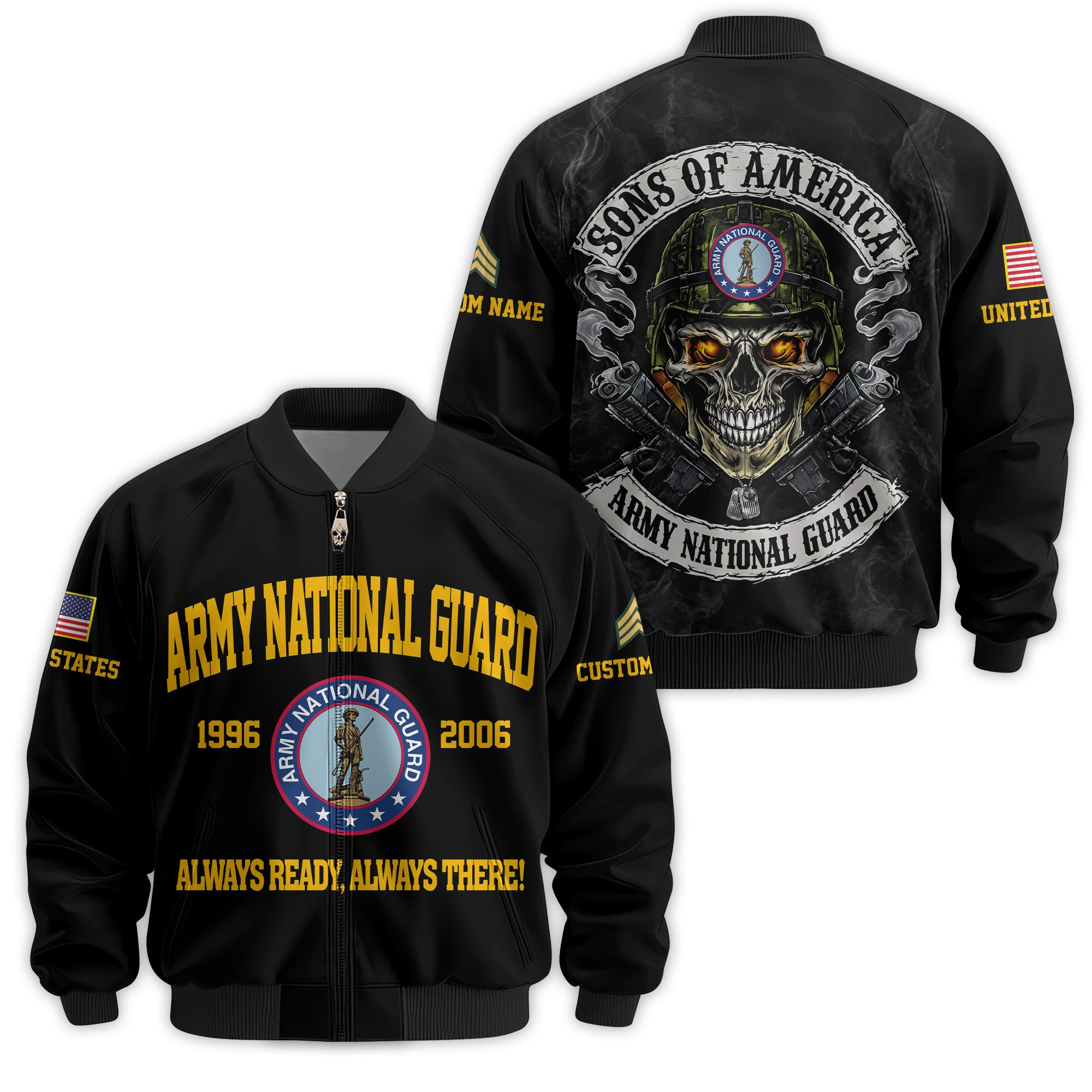 Premium Custom Army National Guard Veteran Bomber Jacket VPVC811188, Waterproof Windbreaker Coat, Army National Guard Veteran Gift, Veterans Day Gift