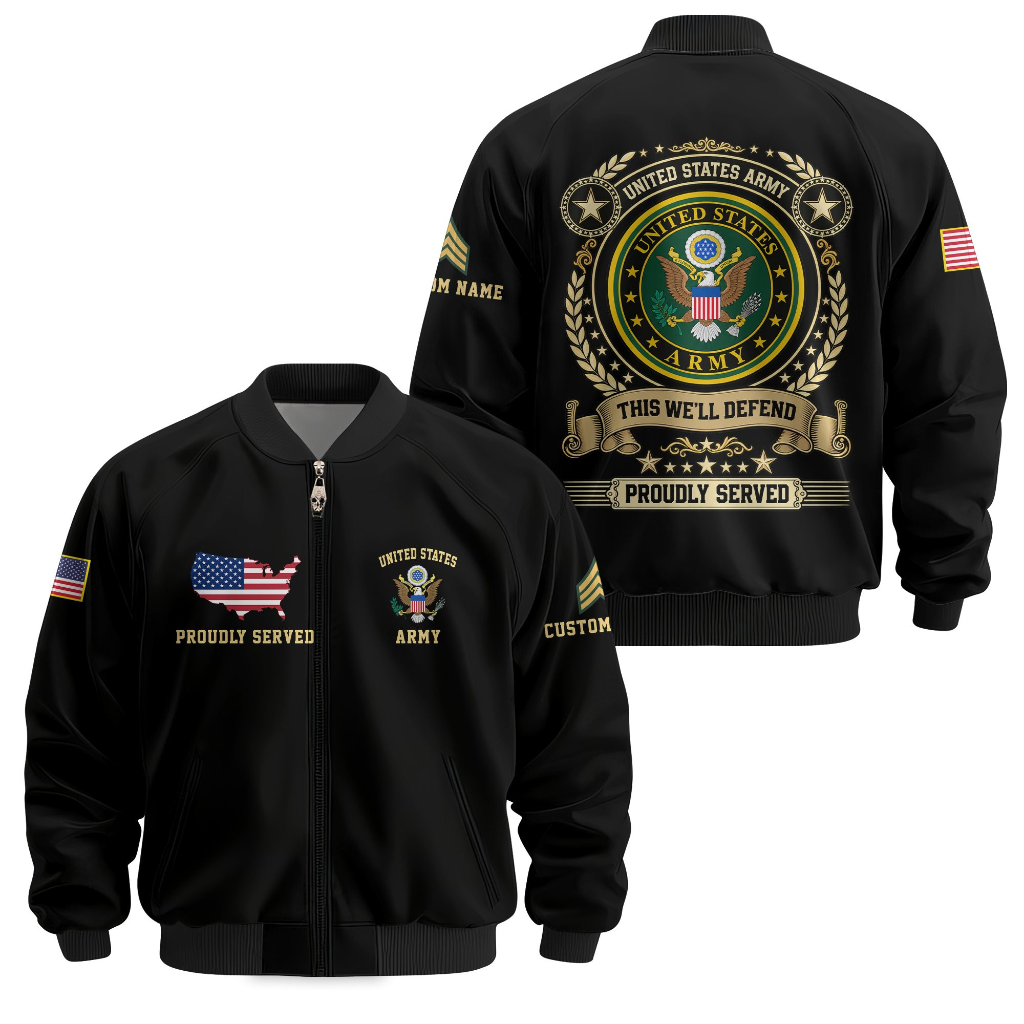 Premium Custom US Army Veteran Bomber Jacket VPVC811191, Waterproof Windbreaker Coat, Army Veteran Gift, Veterans Day Gift