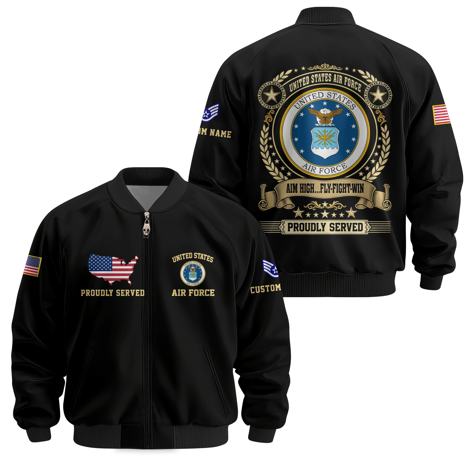 Premium Custom USAF Veteran Bomber Jacket VPVC811194, Waterproof Windbreaker Coat, Air Force Veteran Gift, Veterans Day Gift