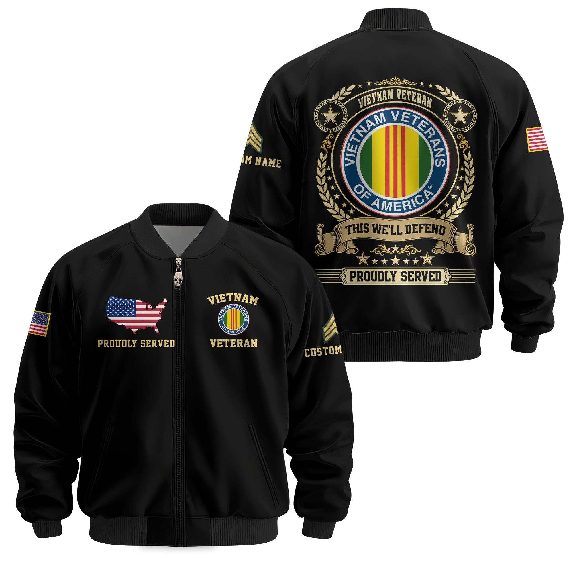 Premium Custom Vietnam Veteran Bomber Jacket VPVC811196, Waterproof Windbreaker Coat, Vietnam Veteran Gift, Veterans Day Gift