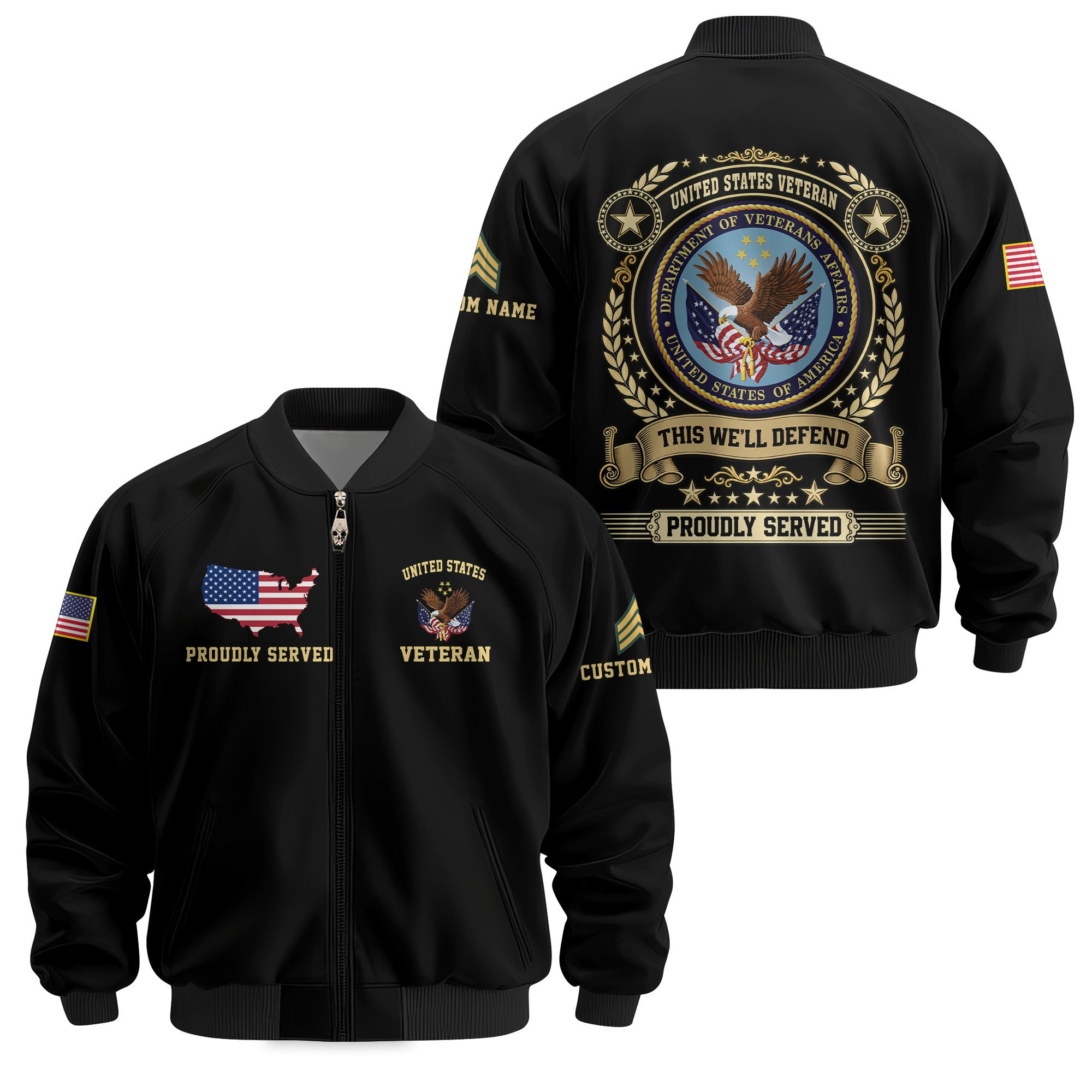 Premium Custom US Veteran Bomber Jacket VPVC811197, Waterproof Windbreaker Coat, US Veteran Gift, Veterans Day Gift